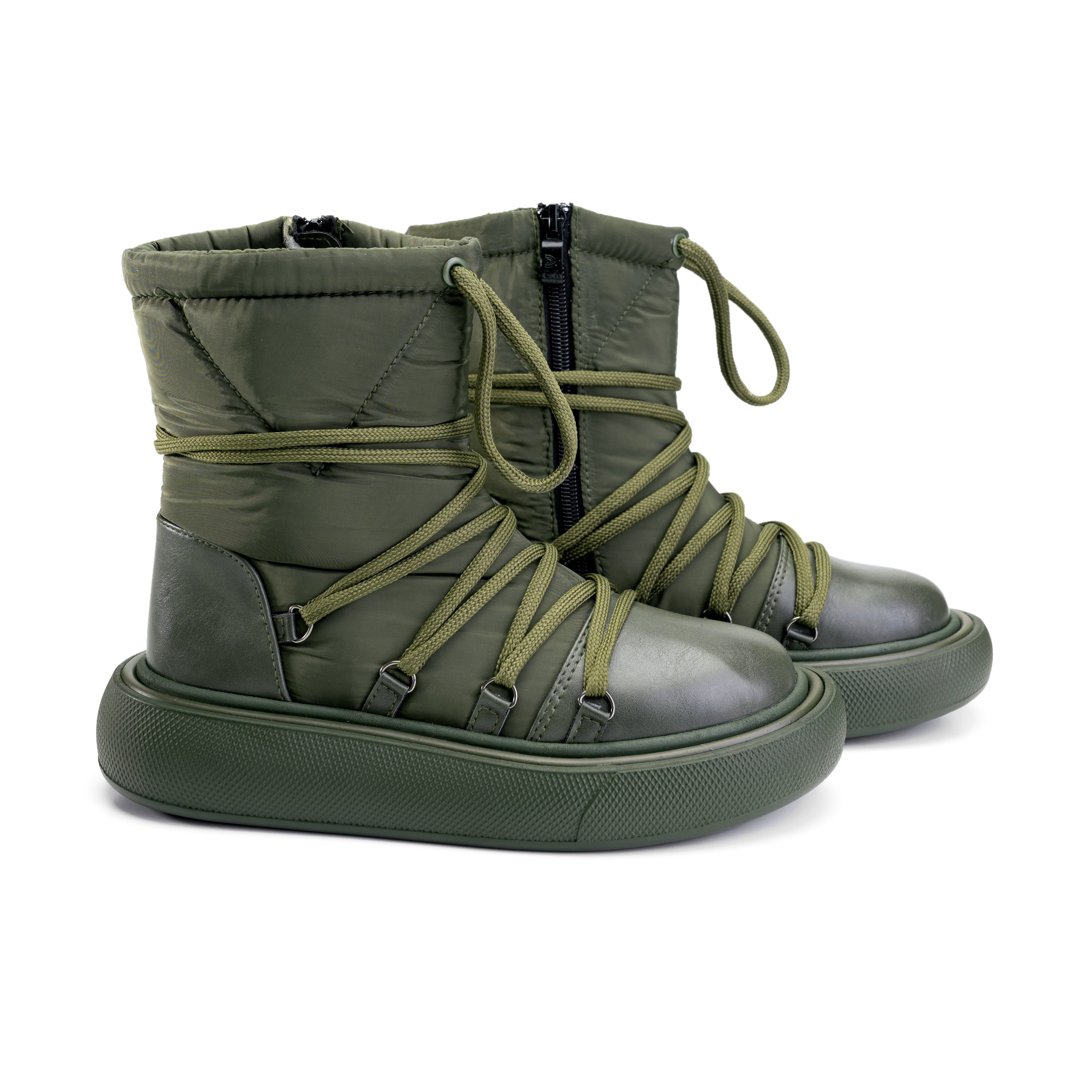 Water Proof Side Zipper Half Boots - Green