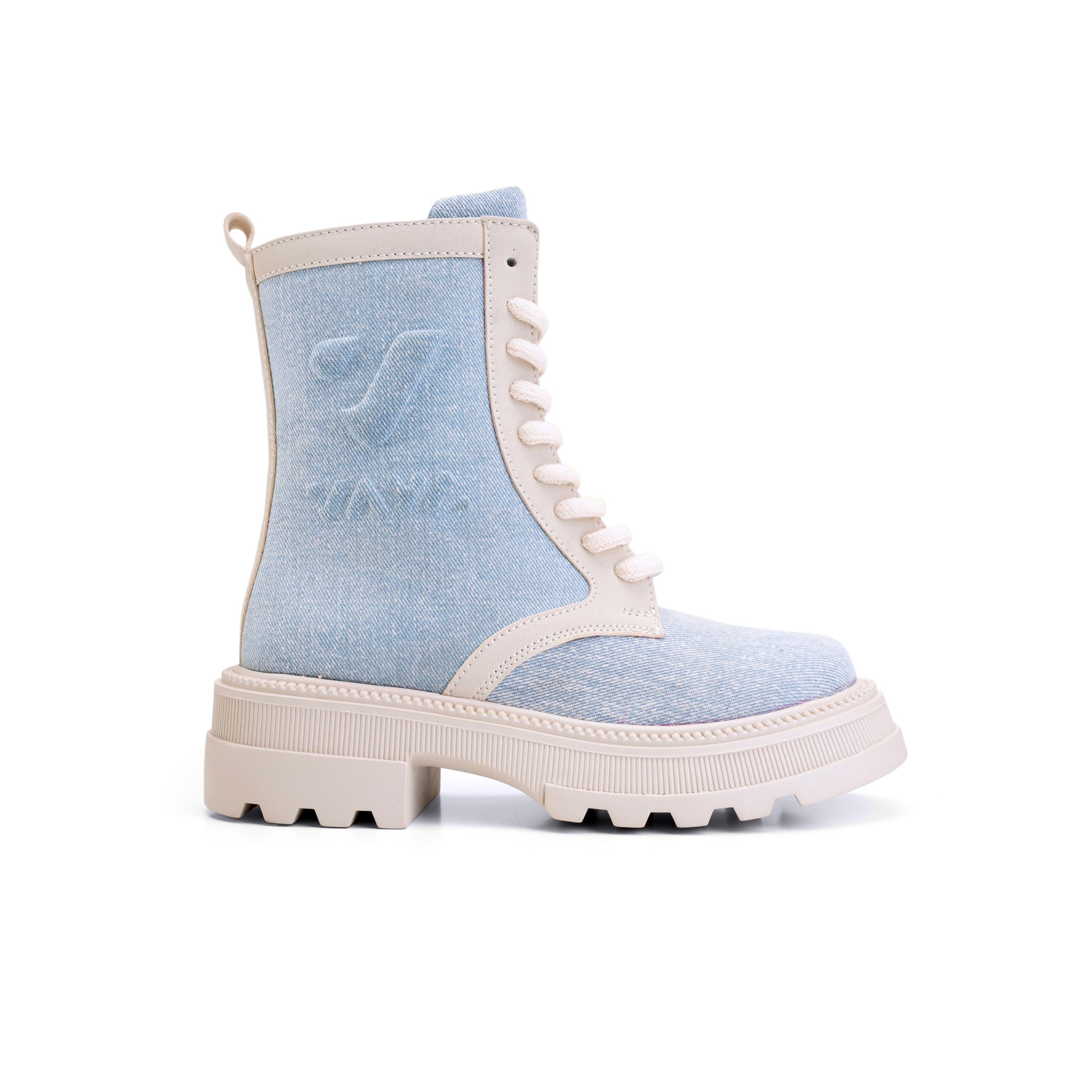 VAYA Edition Denim Like Lace Up Boots - Blue