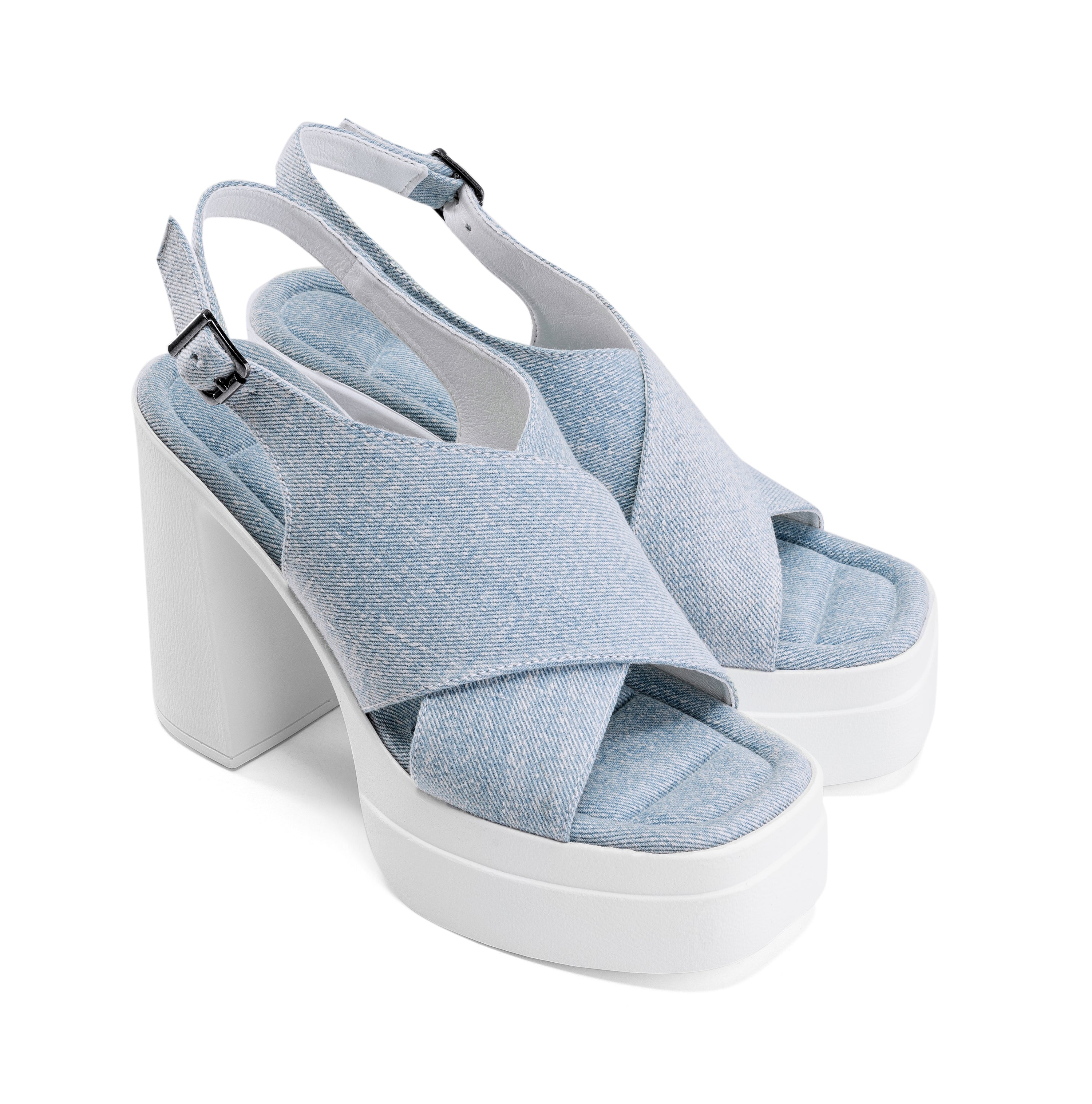 Crisscross Platform Heels - Baby Blue