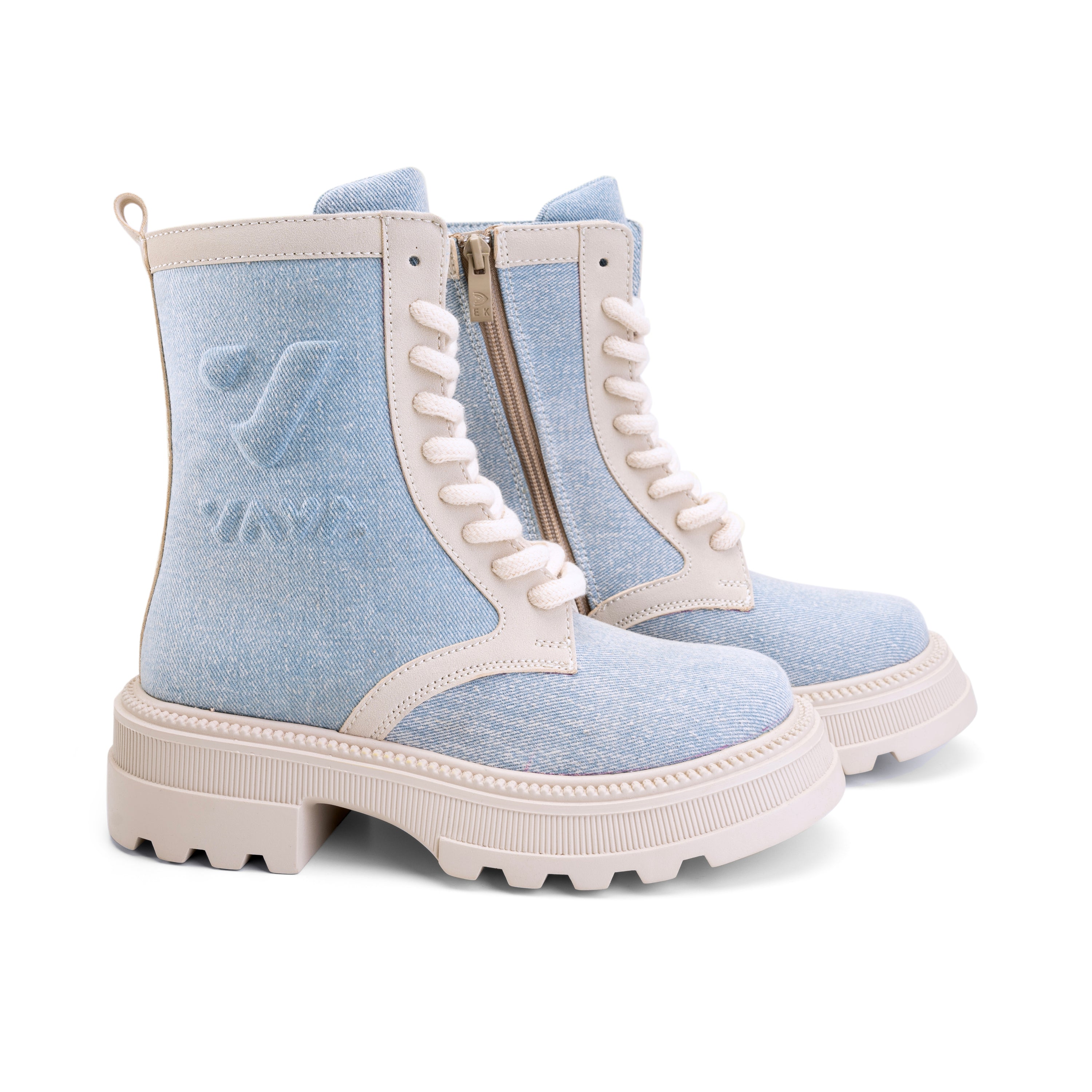 VAYA Edition Denim Like Lace Up Boots - Blue