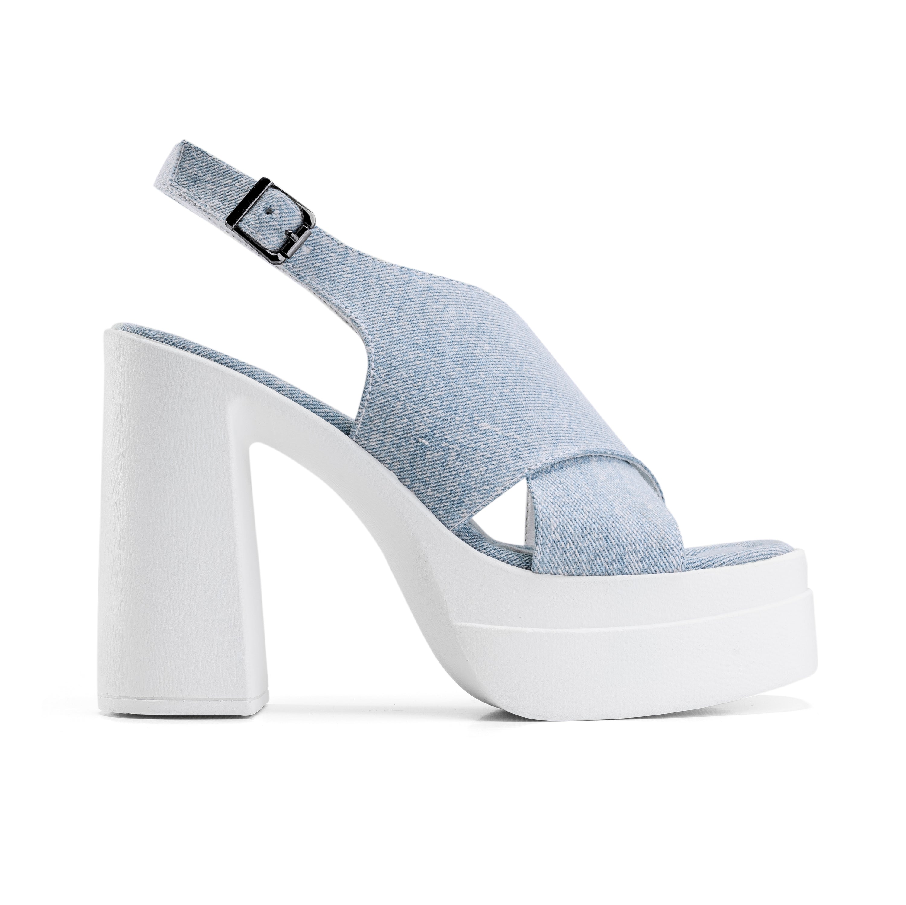 Crisscross Platform Heels - Baby Blue