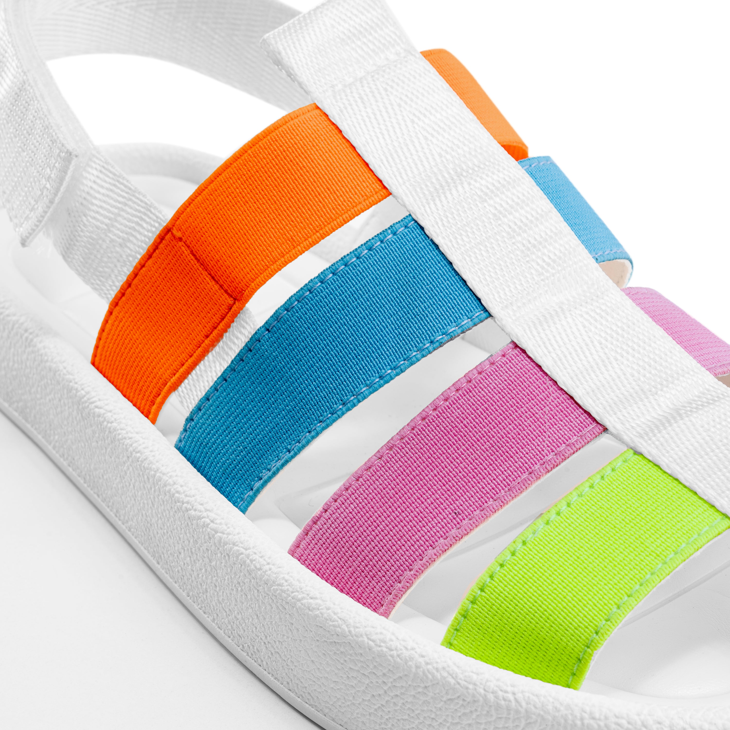 Multicolor Stripe Platform Sandals - White