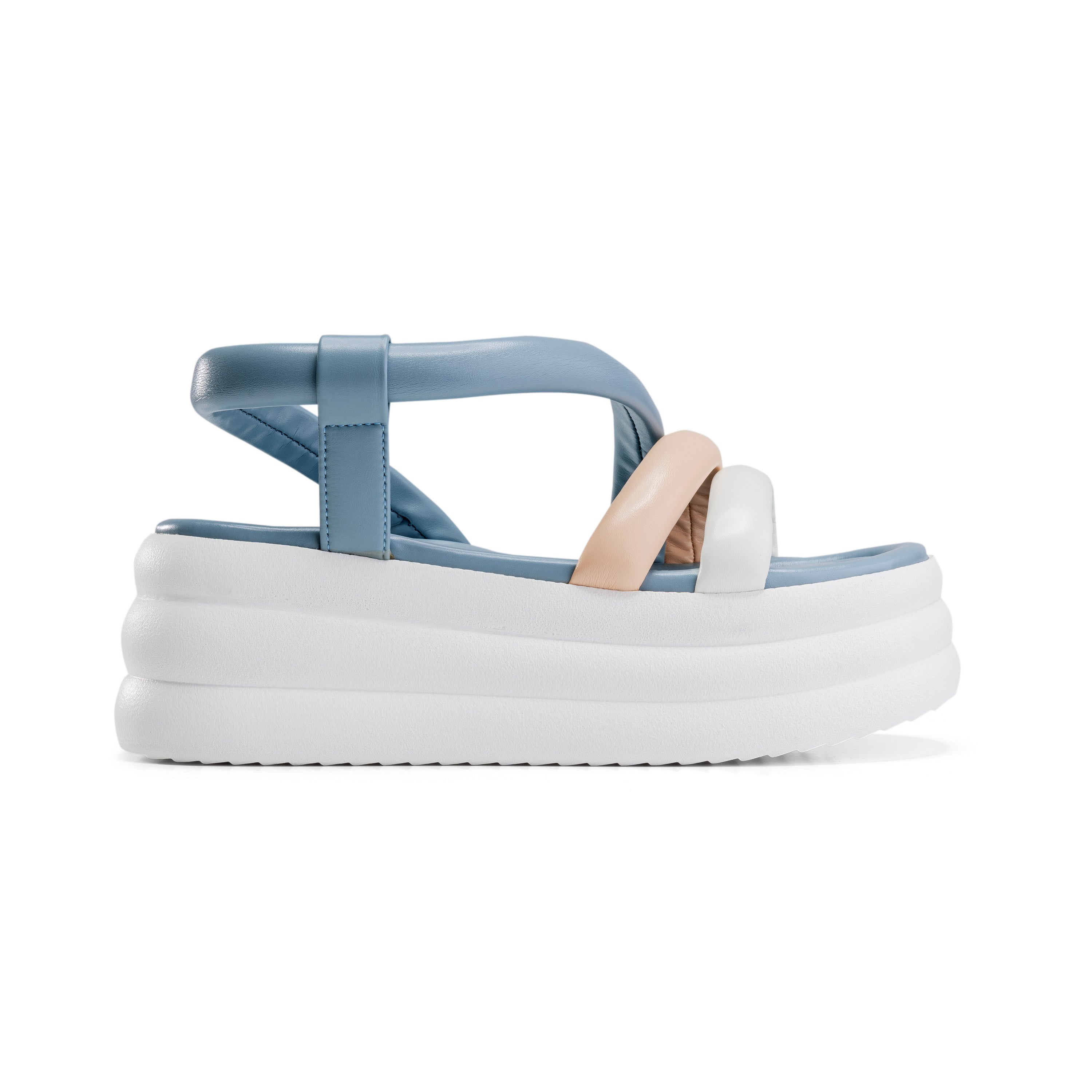 Layered Platform Strappy Sandals - Blue