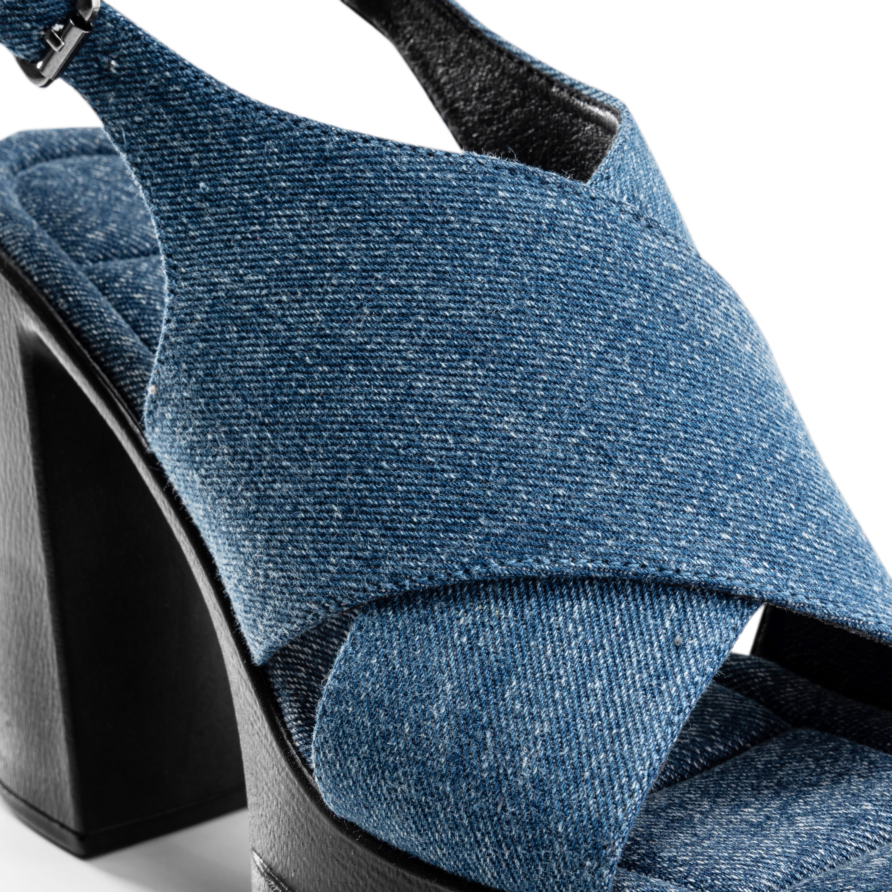 Crisscross Platform Heels - Denim Blue