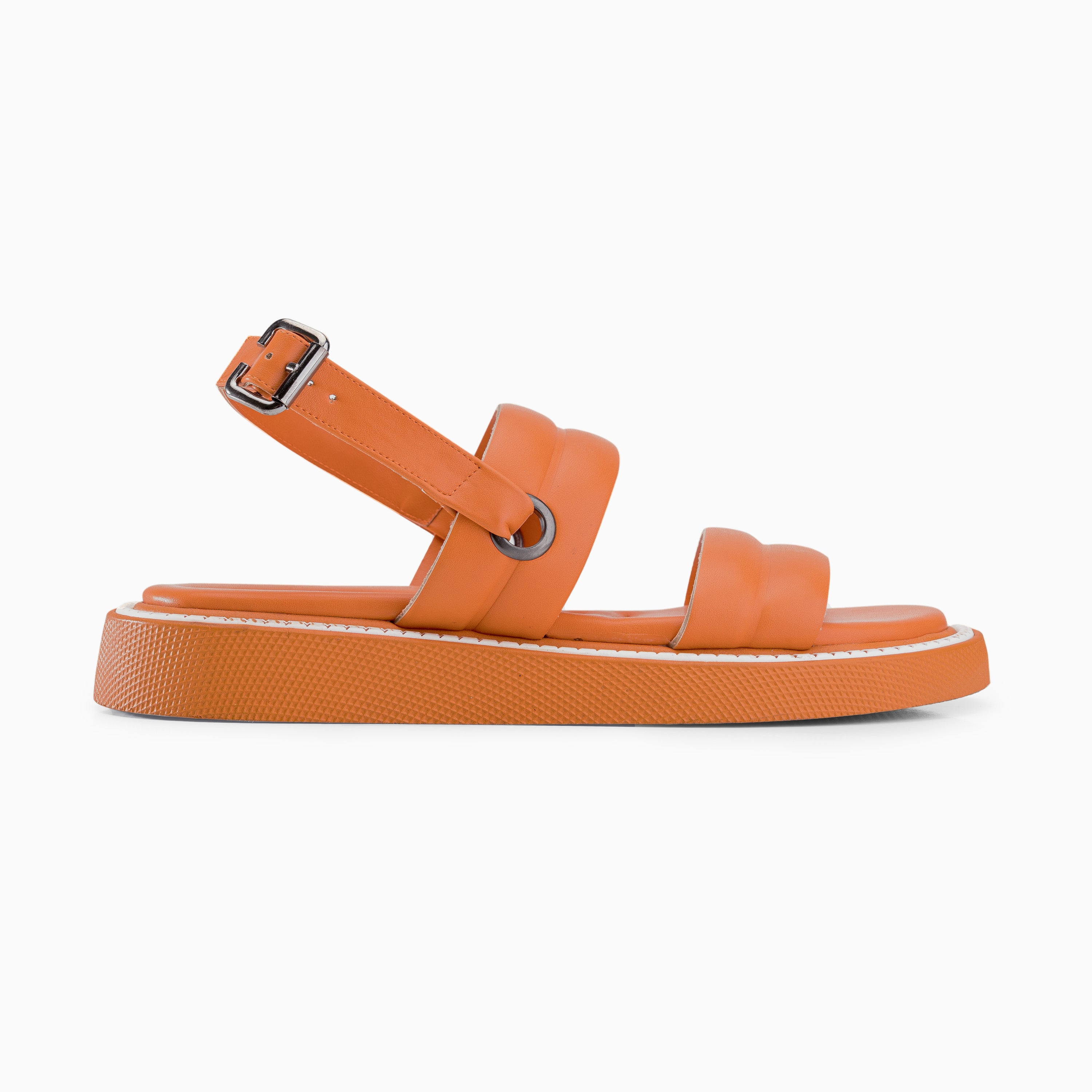 Double Strap Ripple Sandals - Orange