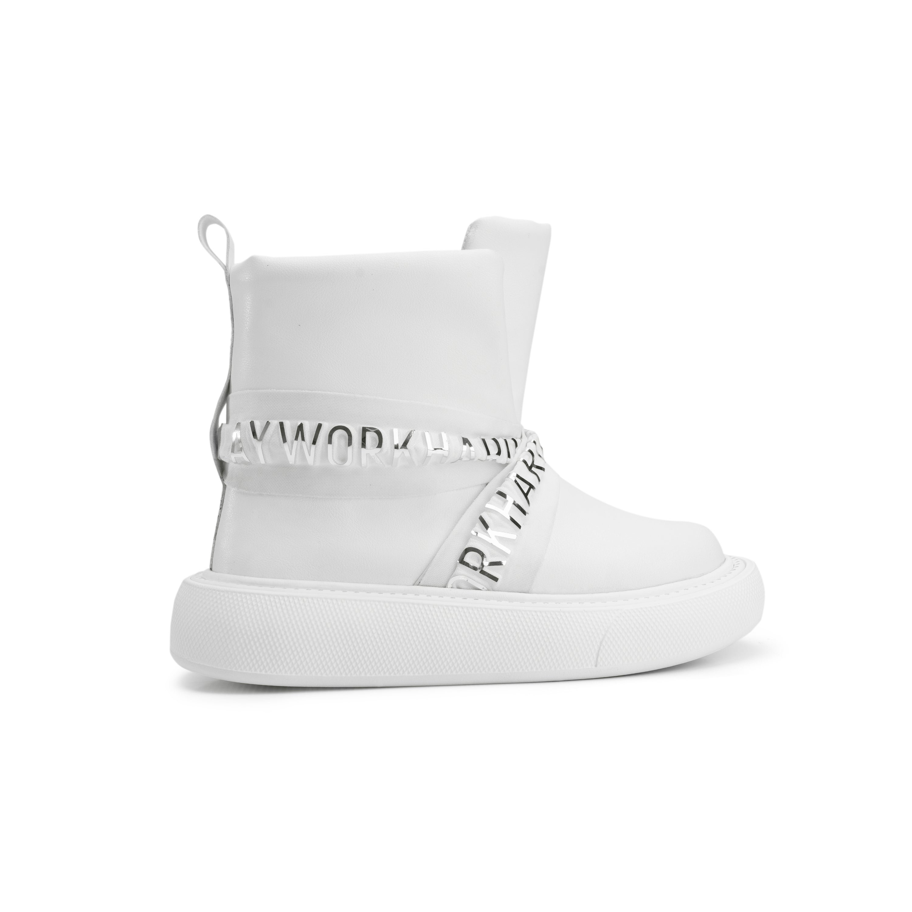 Criss Cross Comfy Soles Boots - White