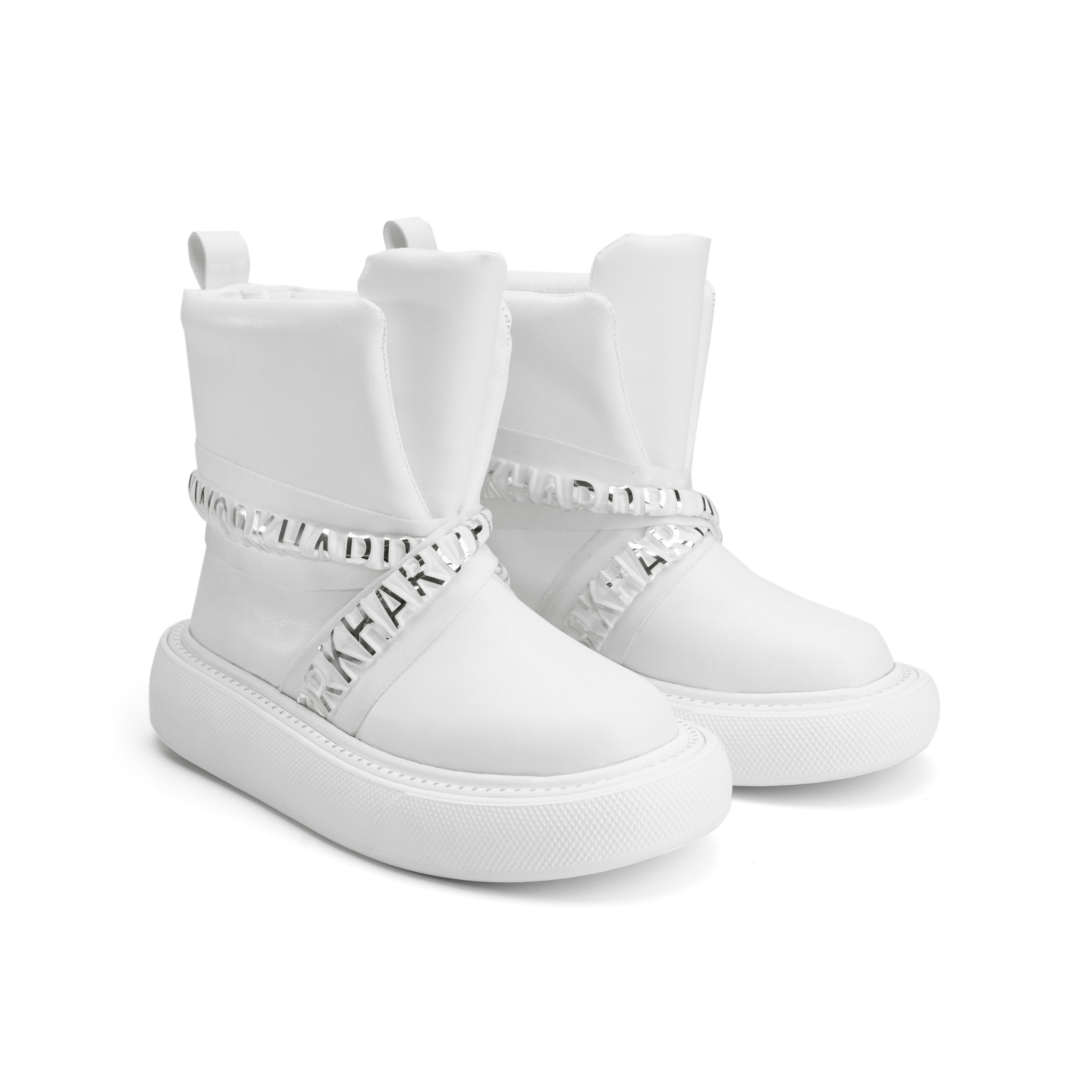 Criss Cross Comfy Soles Boots - White