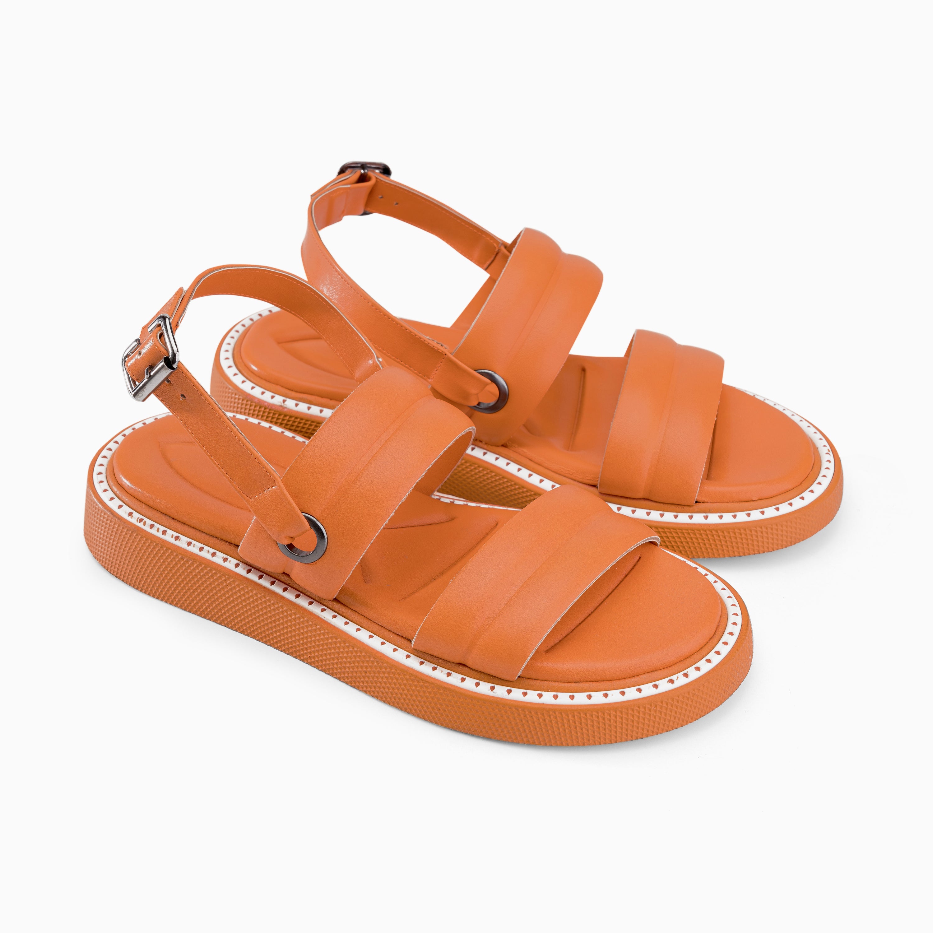 Double Strap Ripple Sandals - Orange