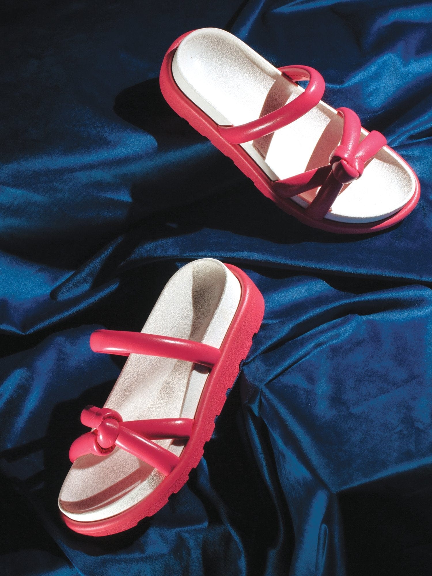 Knot Strap Slippers - Fushia