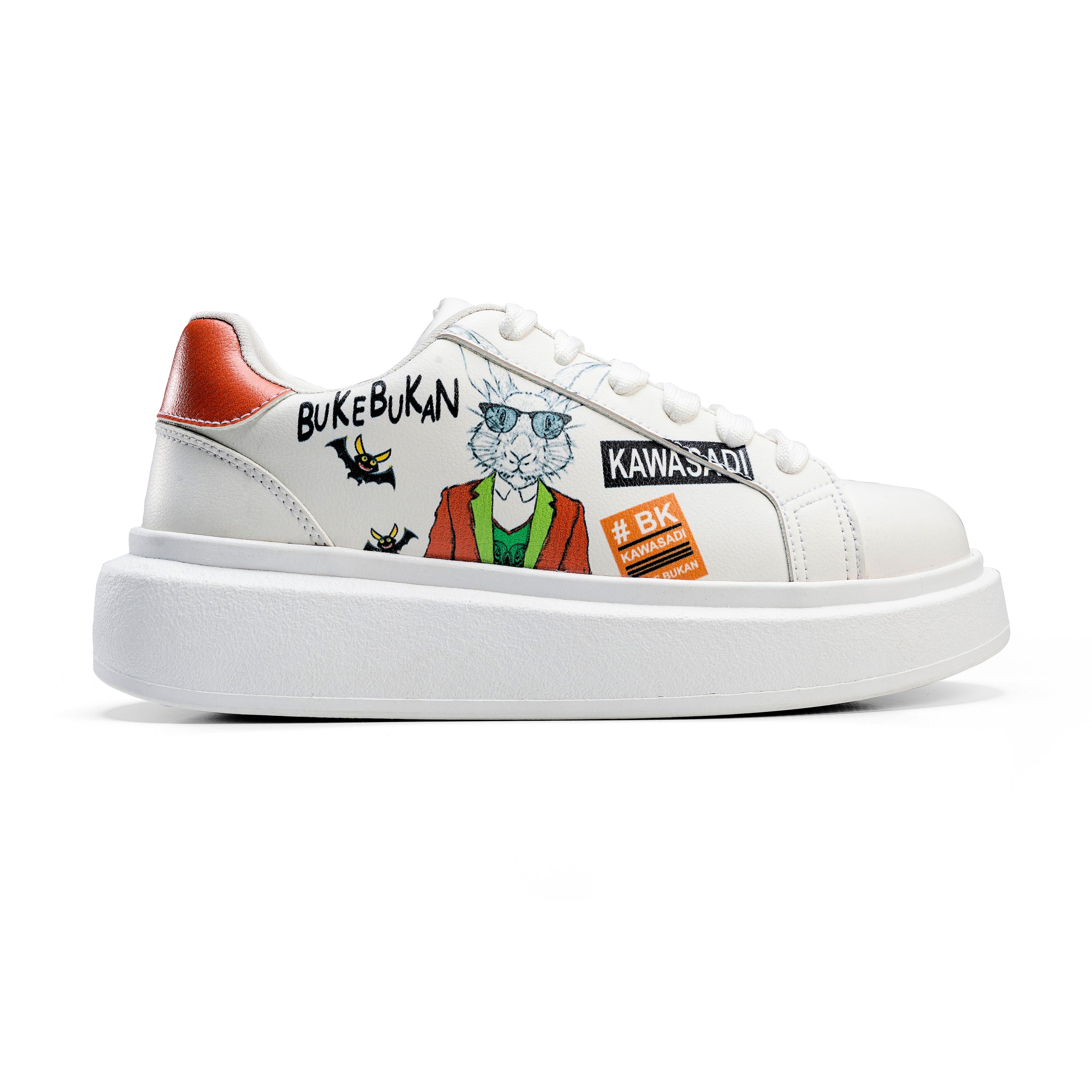 Bold Street Style Sneakers with Unique Graphic Design and Modern Flair - White