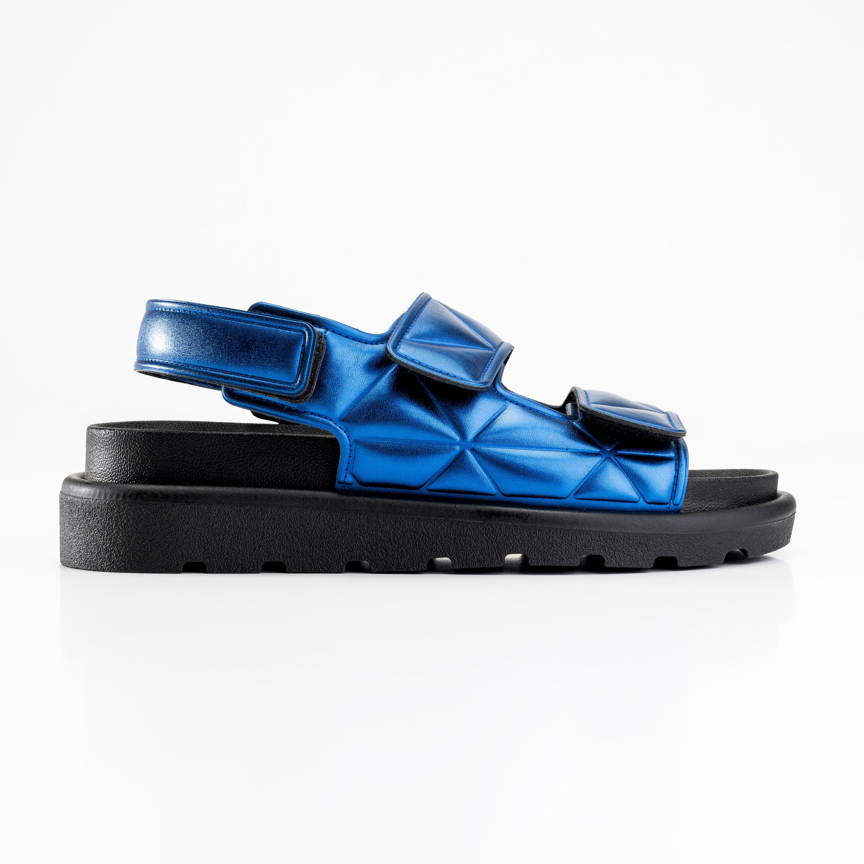 Double Strap Hook & Loop Sandals - Blue