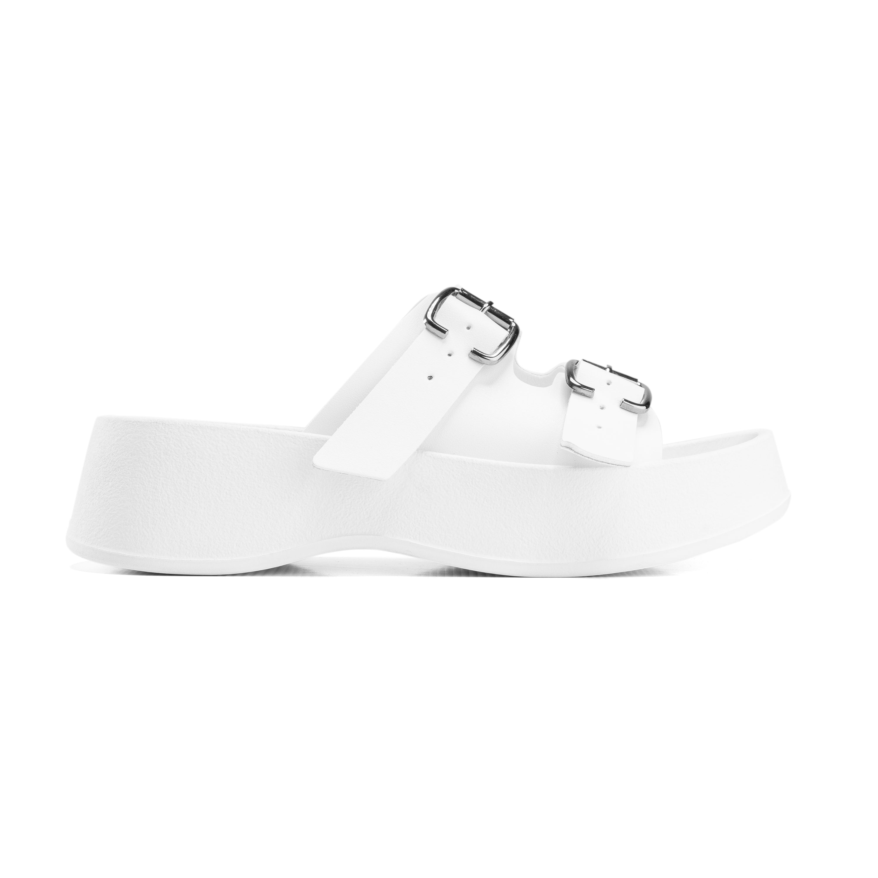 Twin-Buckle Comfort Sandals - White