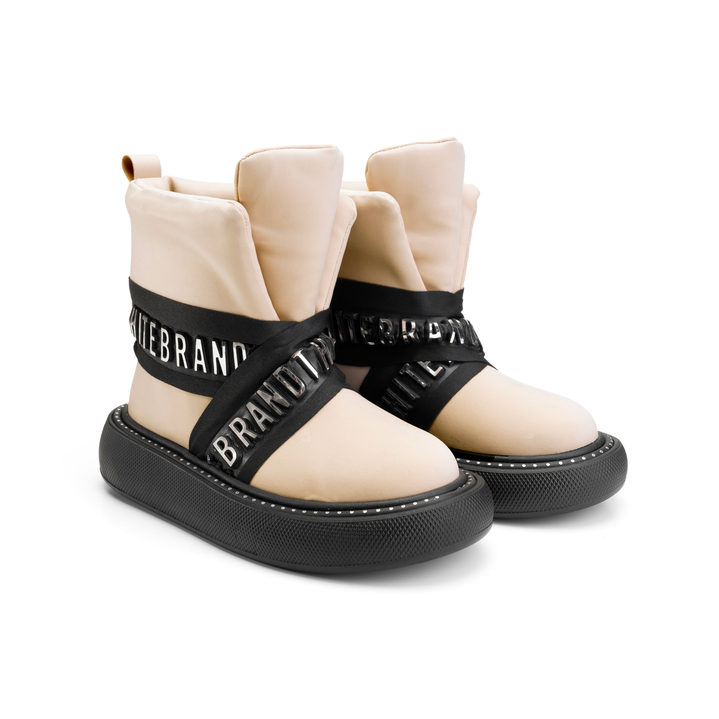 Criss Cross Comfy Soles Boots - Beige