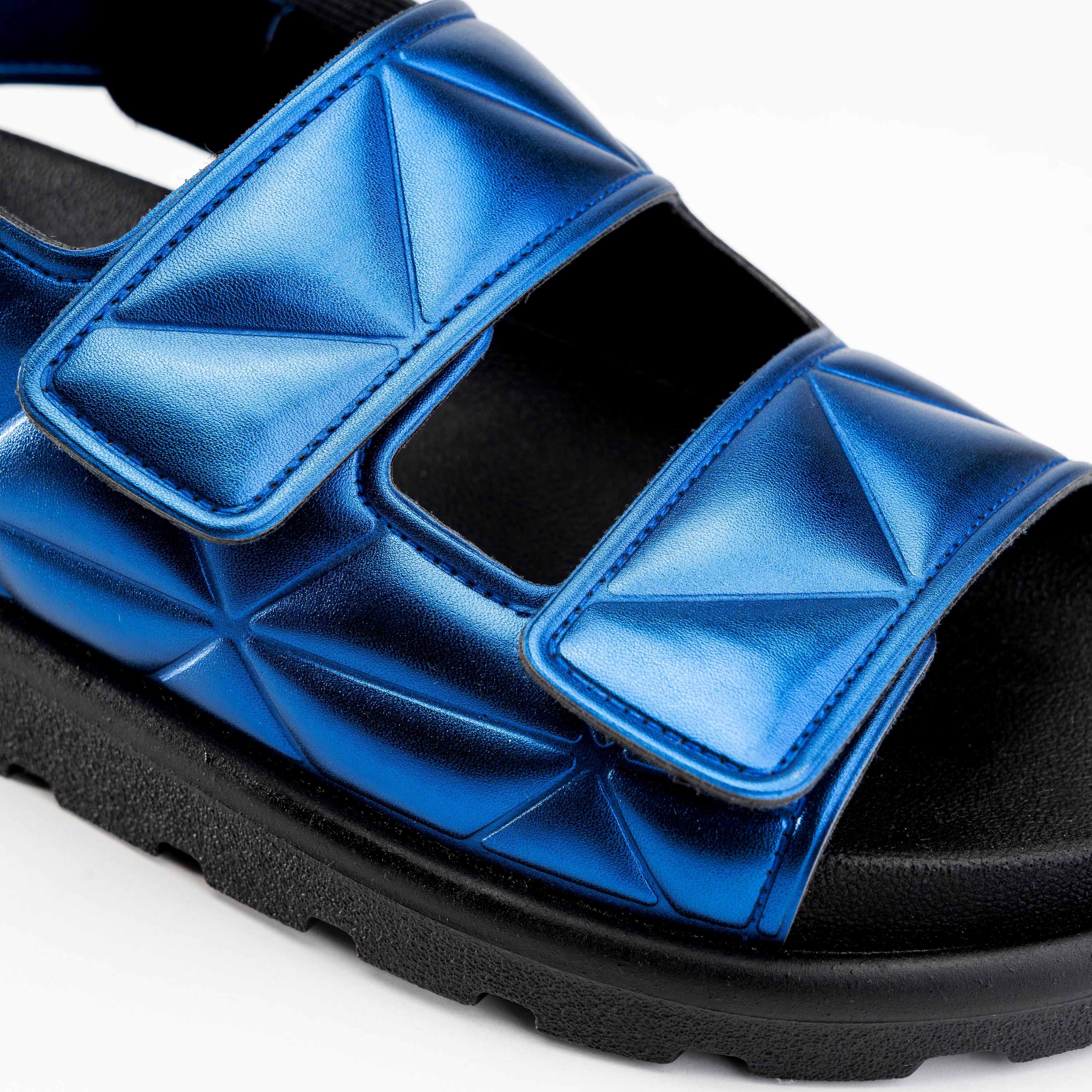 Double Strap Hook & Loop Sandals - Blue