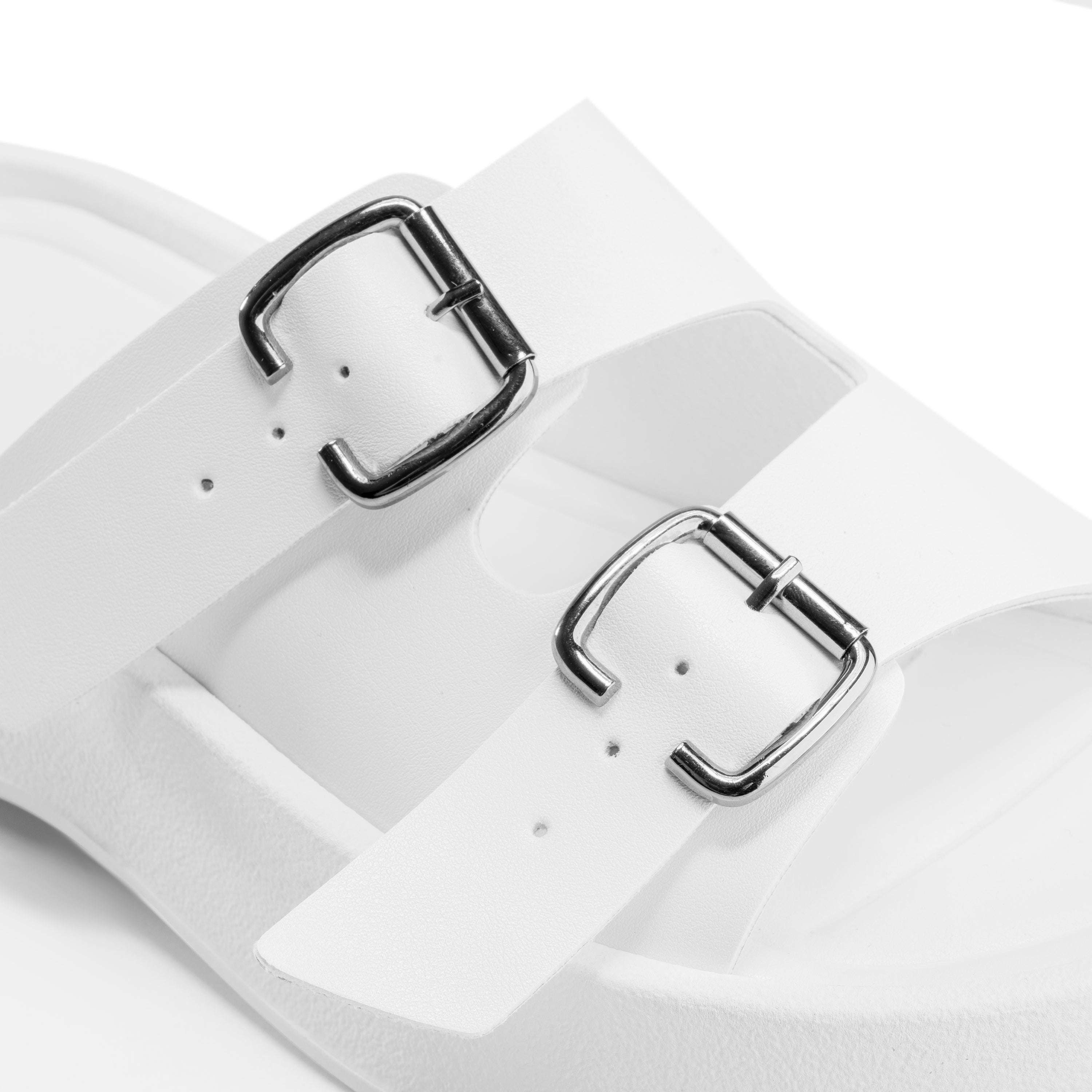 Twin-Buckle Comfort Sandals - White