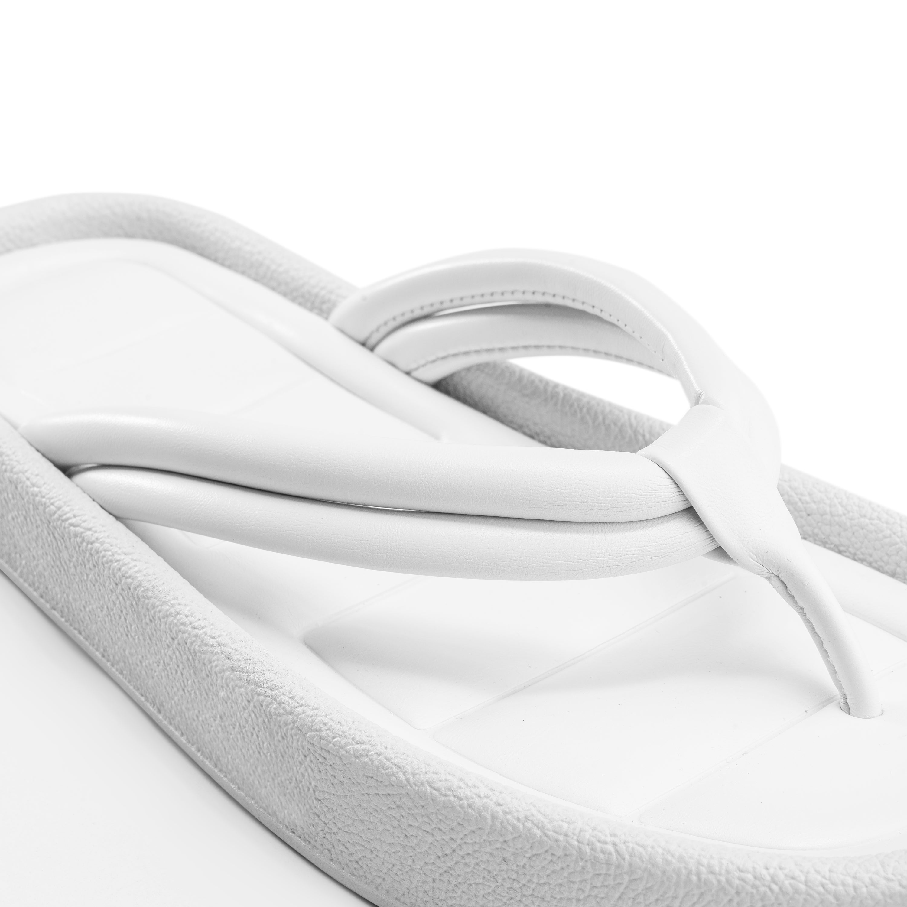 Textured Sole Quilted Sandals - White