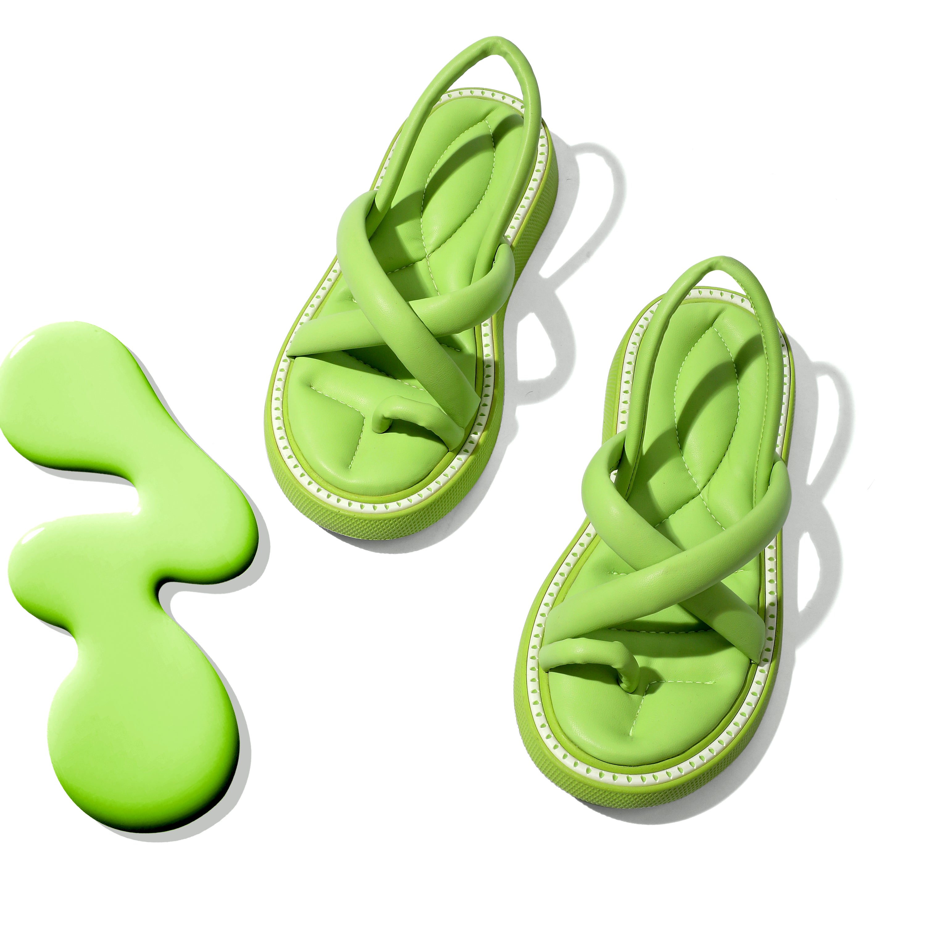 Padded Strappy Sandals - Green