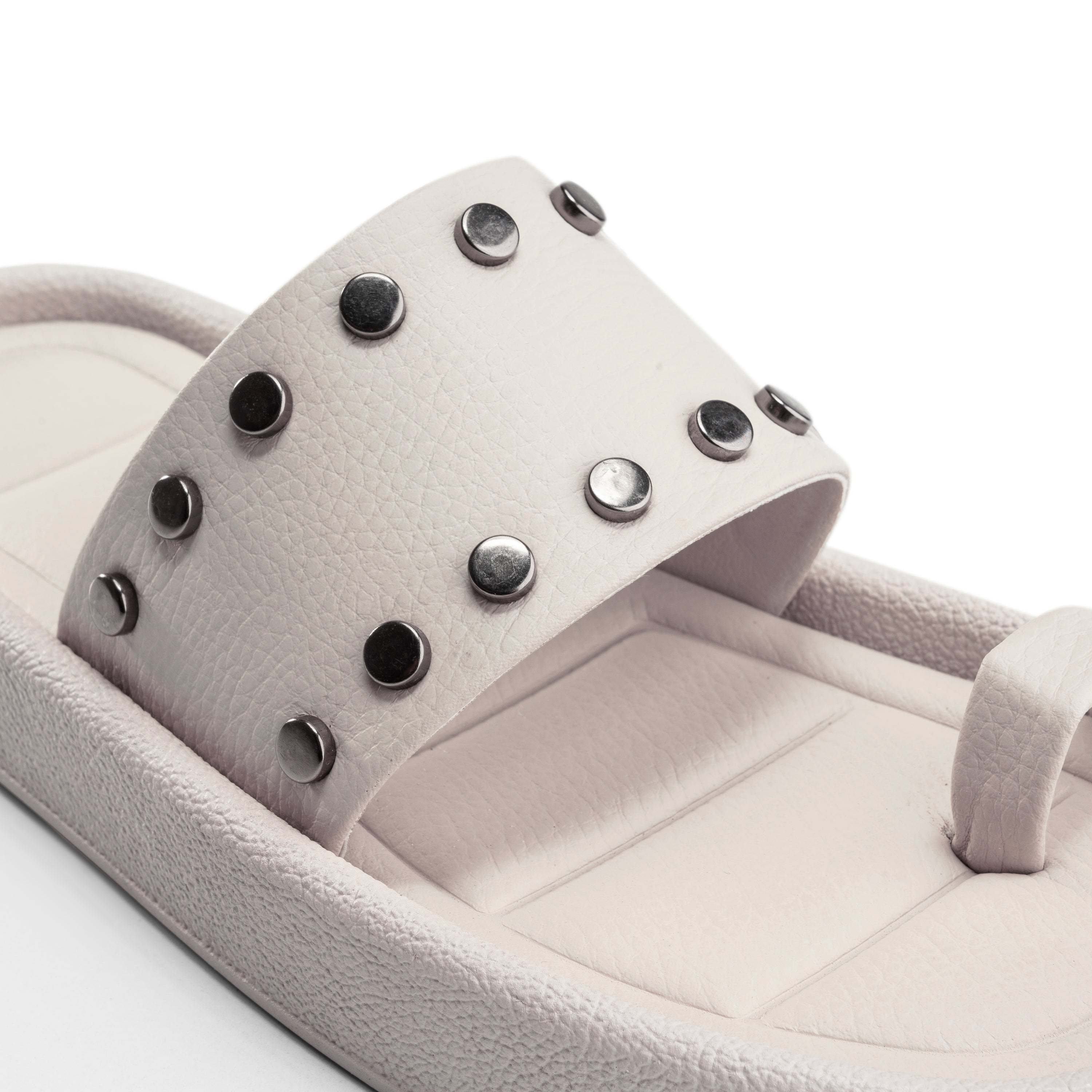 Studded Quilted Comfort Slides -Beige