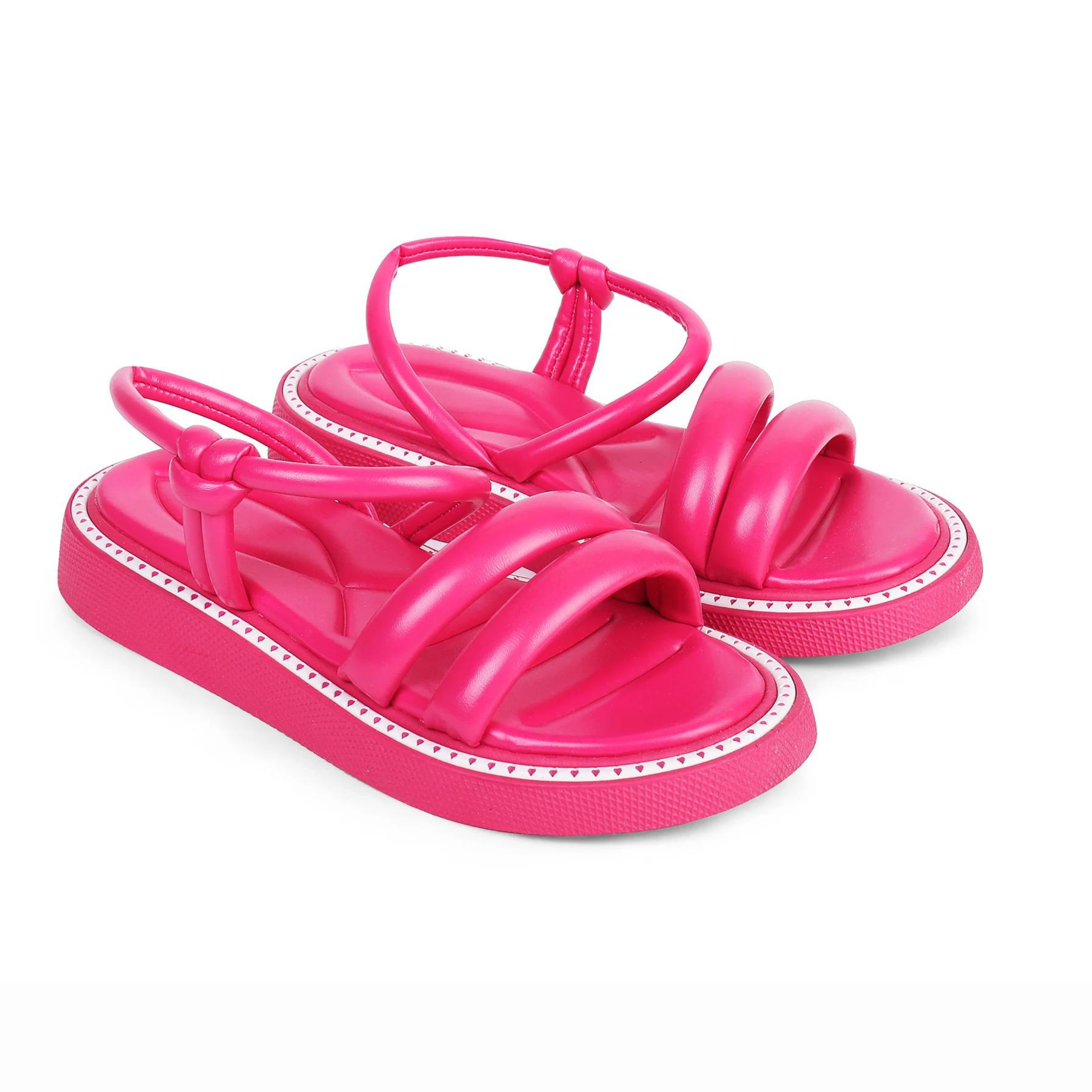 Padded Double Strap Sandals - Fushia