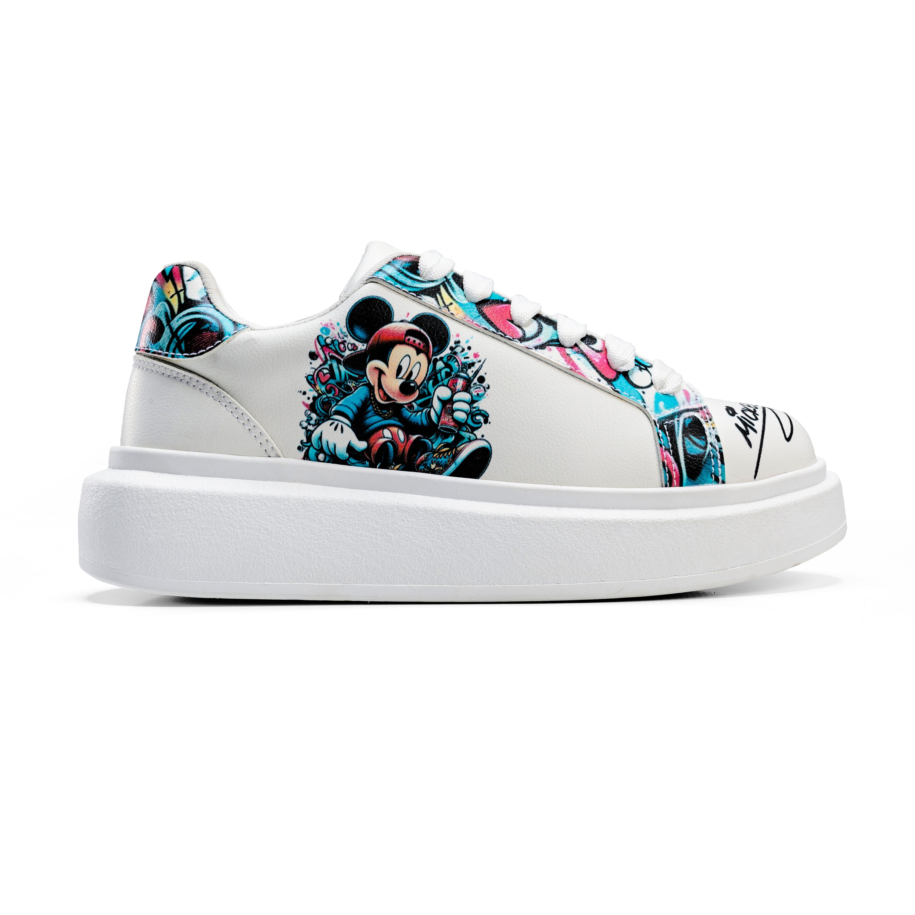 Vibrant Pop Art Sneakers with Iconic Character Design - White