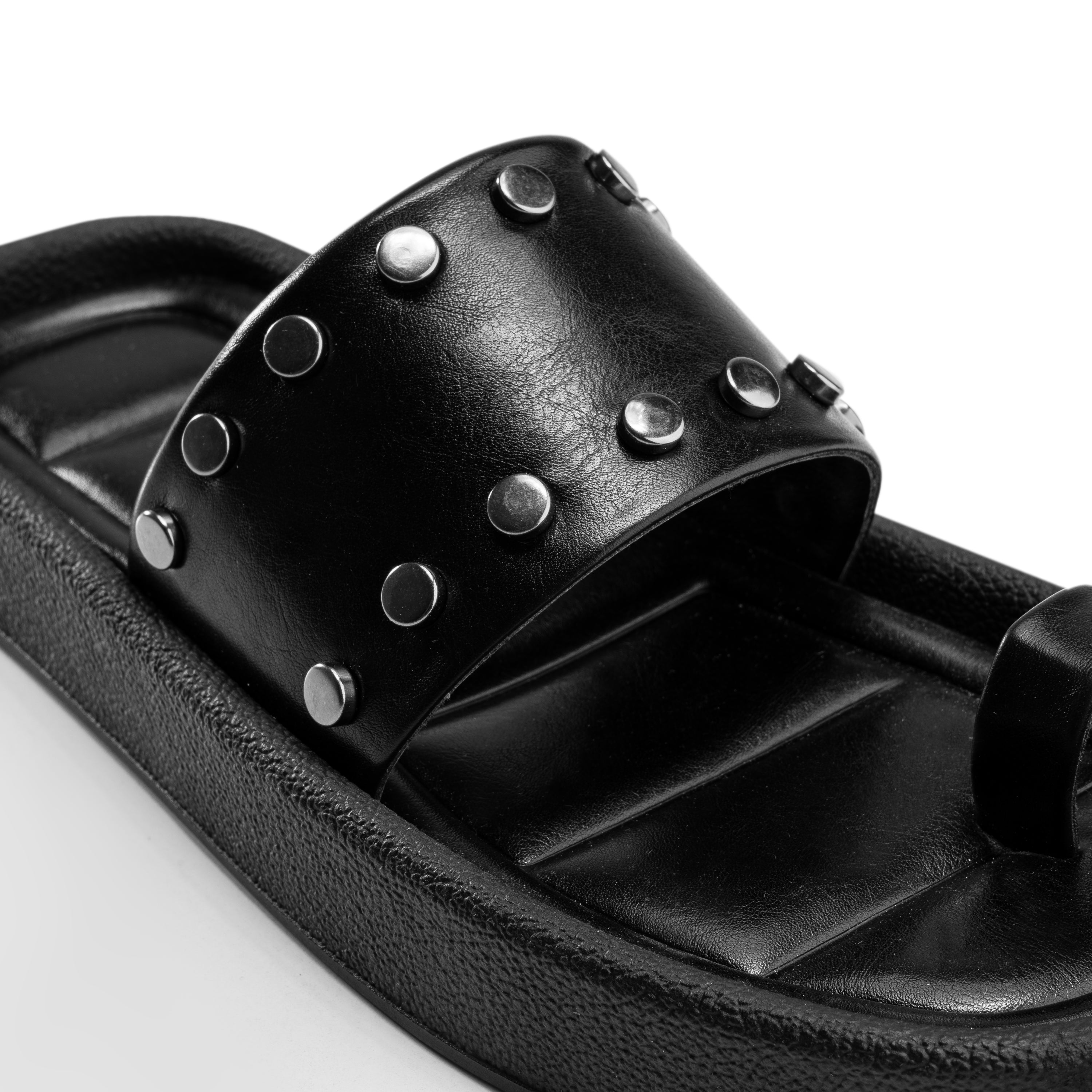 Studded Quilted Comfort Slides -Black