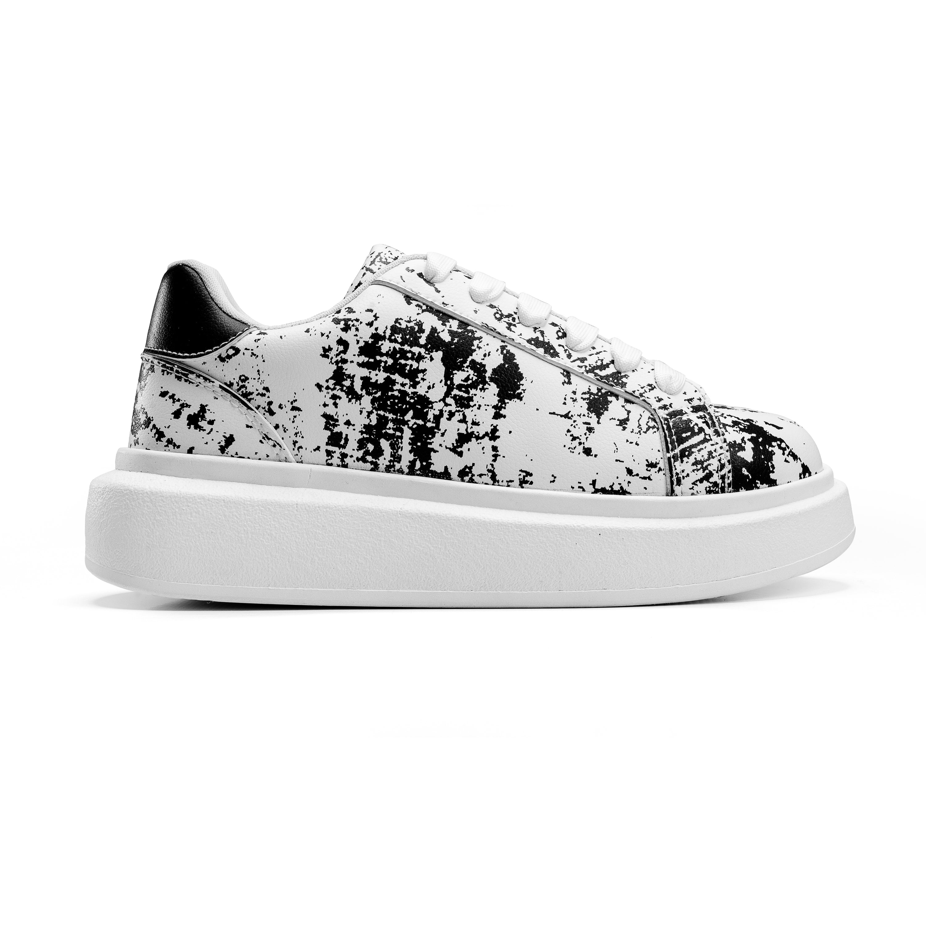 Monochrome Splash Sneakers - White