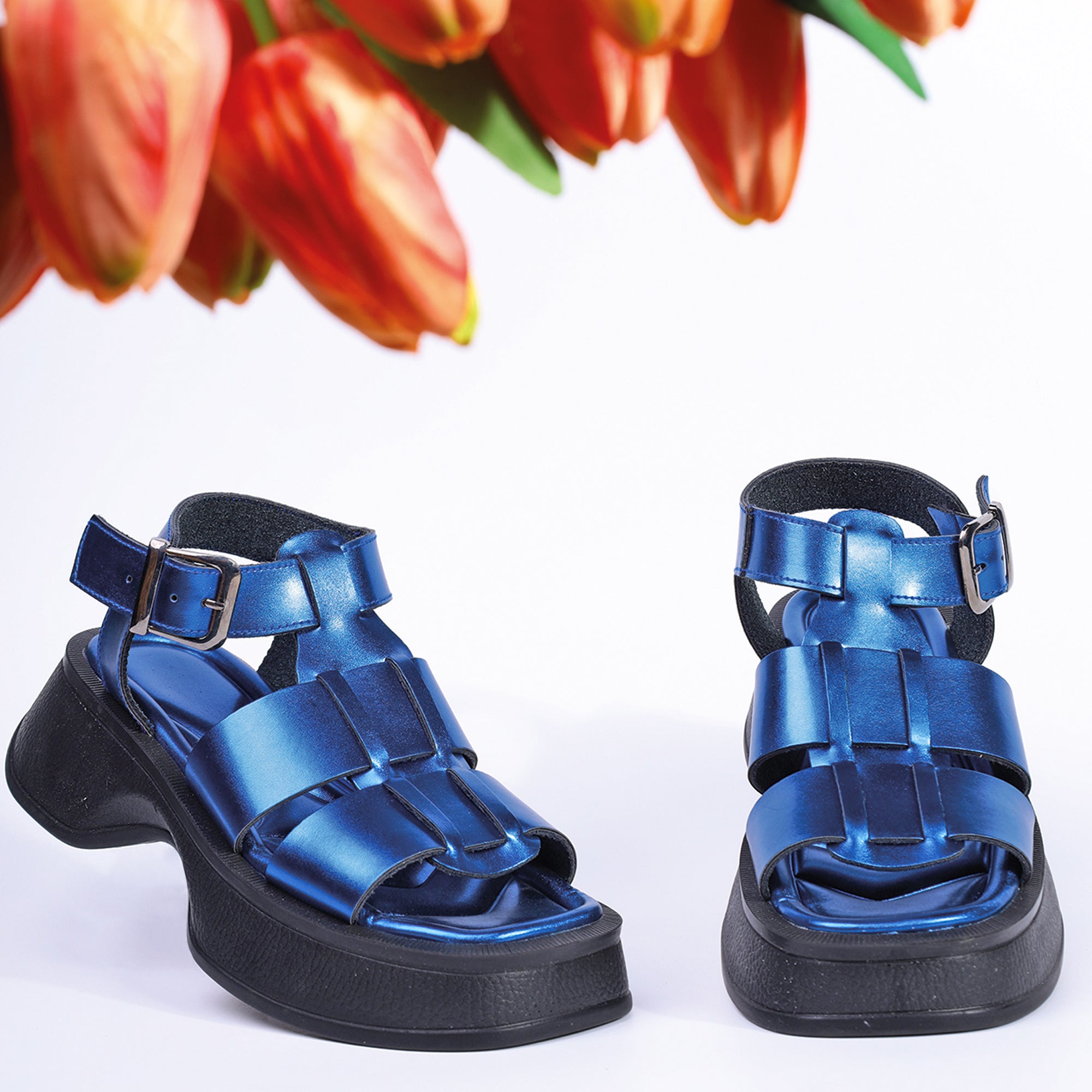 Shining Wedge Sandals - Blue