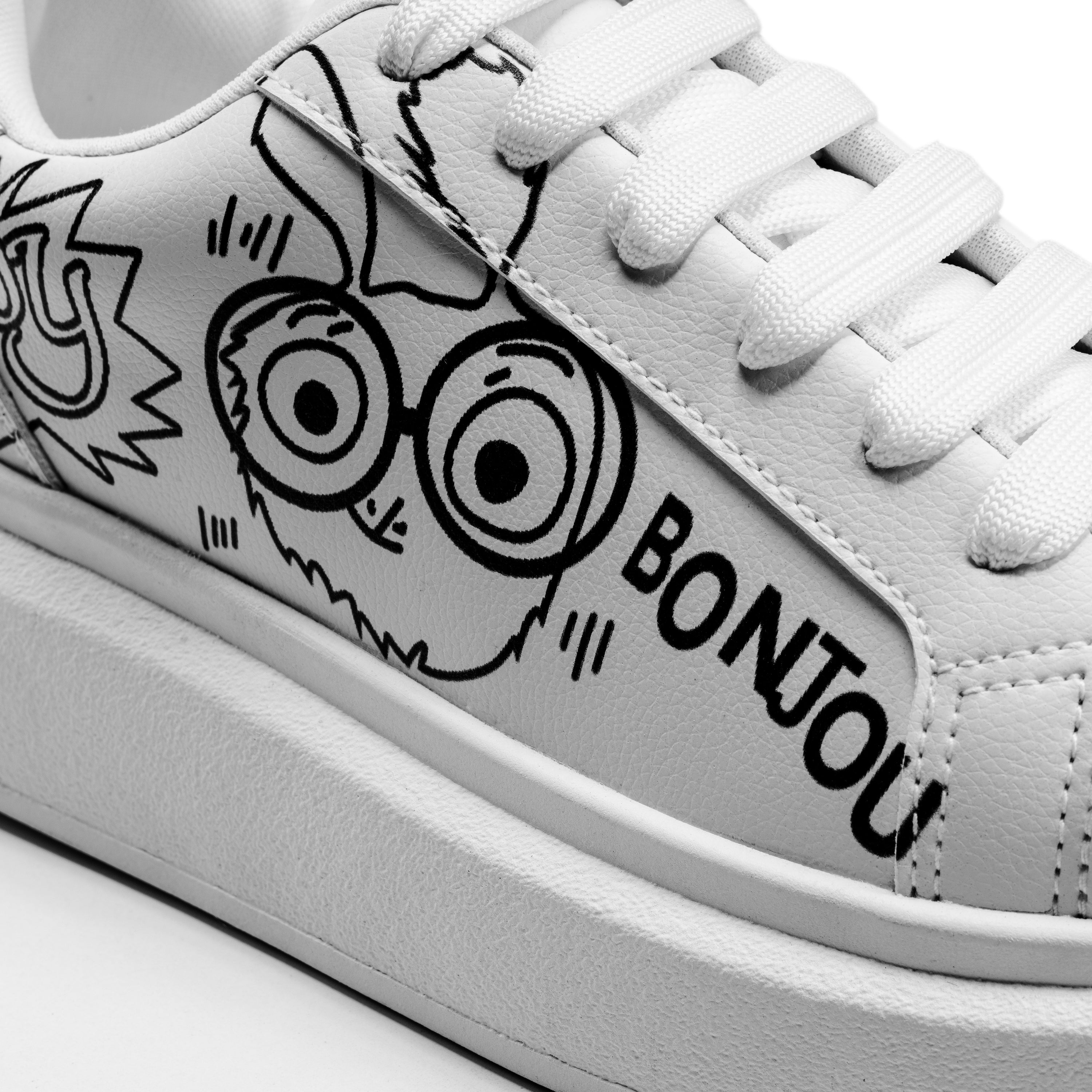 Bonjour Graffiti Sneakers – Bold Street Style - White