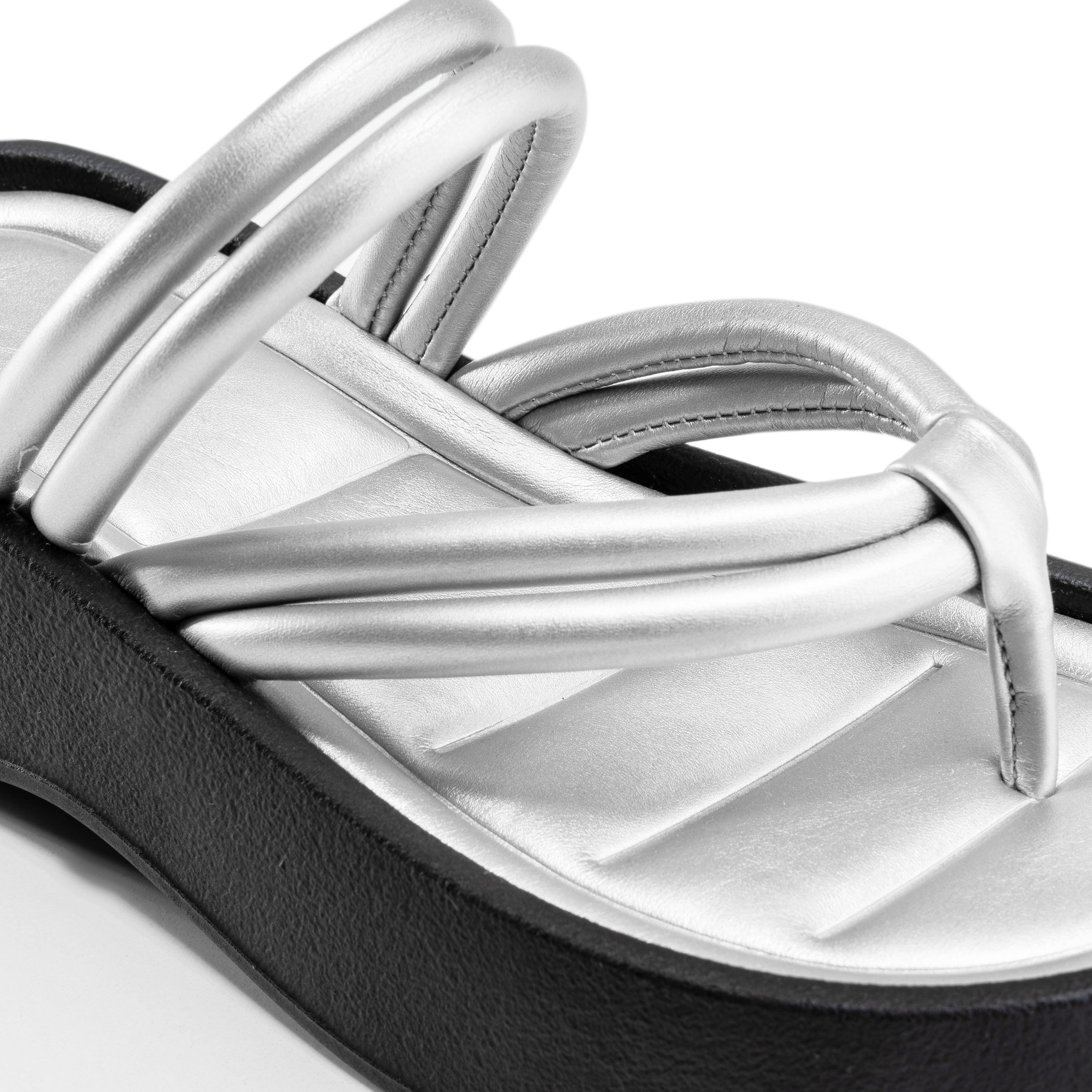 Padded Thong Sandals - Silver