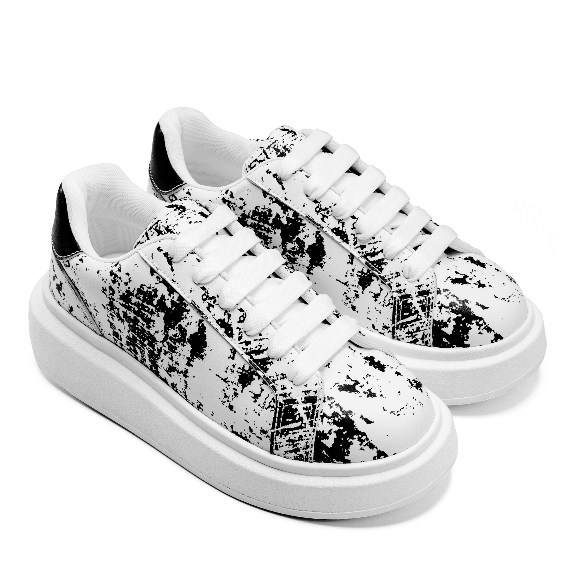 Monochrome Splash Sneakers - White