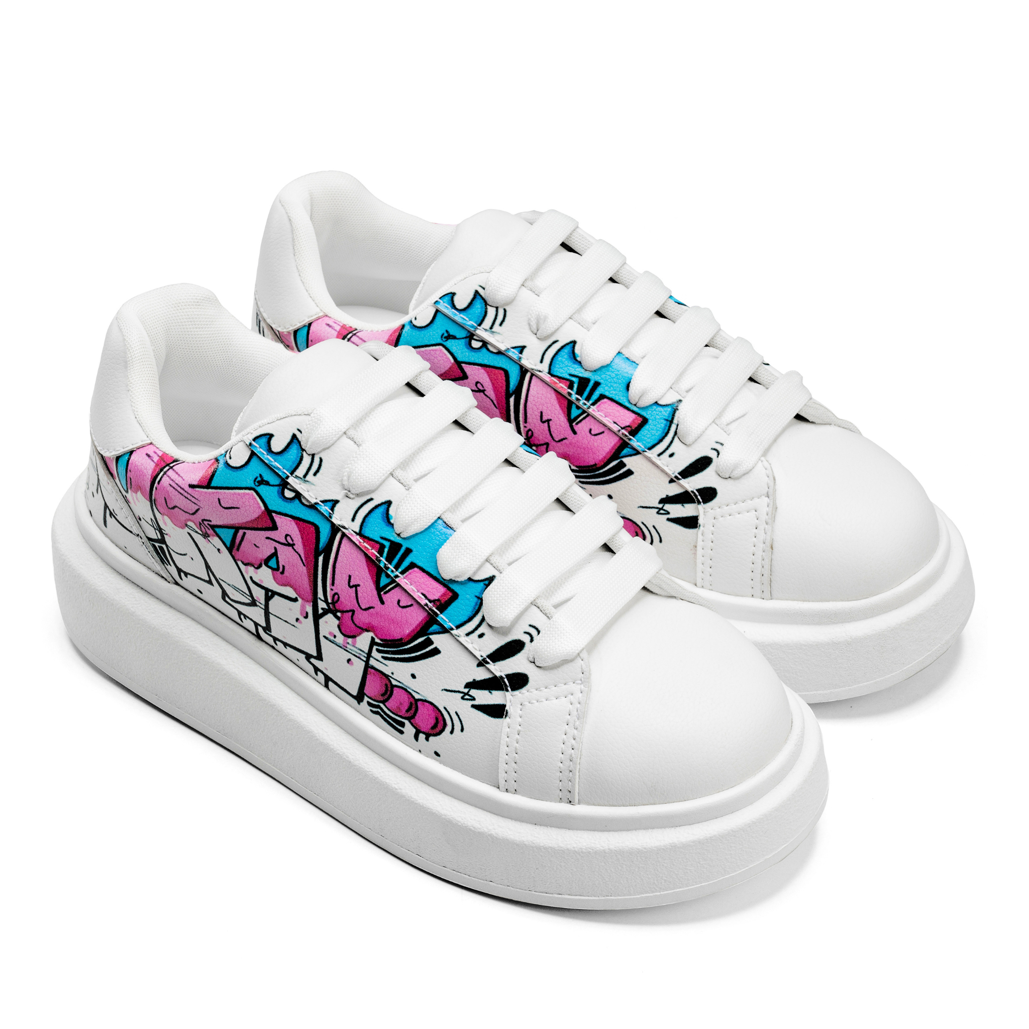 Graffiti Vibes Sneakers – Bold Urban Street Style - White