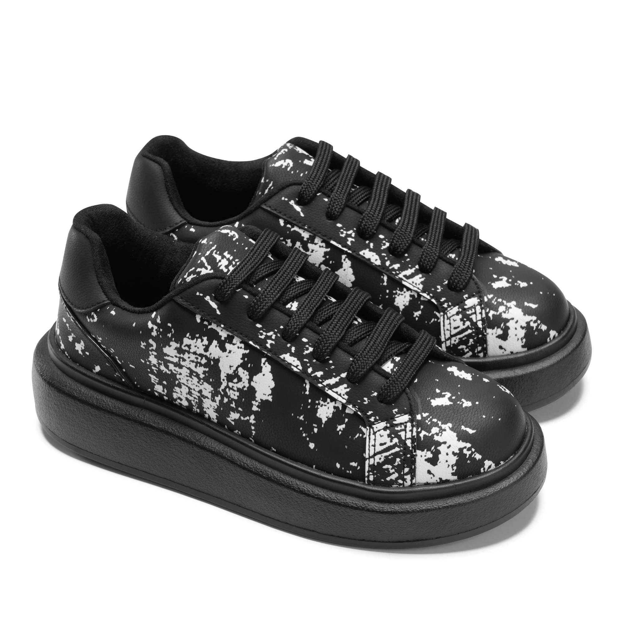 Monochrome Splash Sneakers - Black