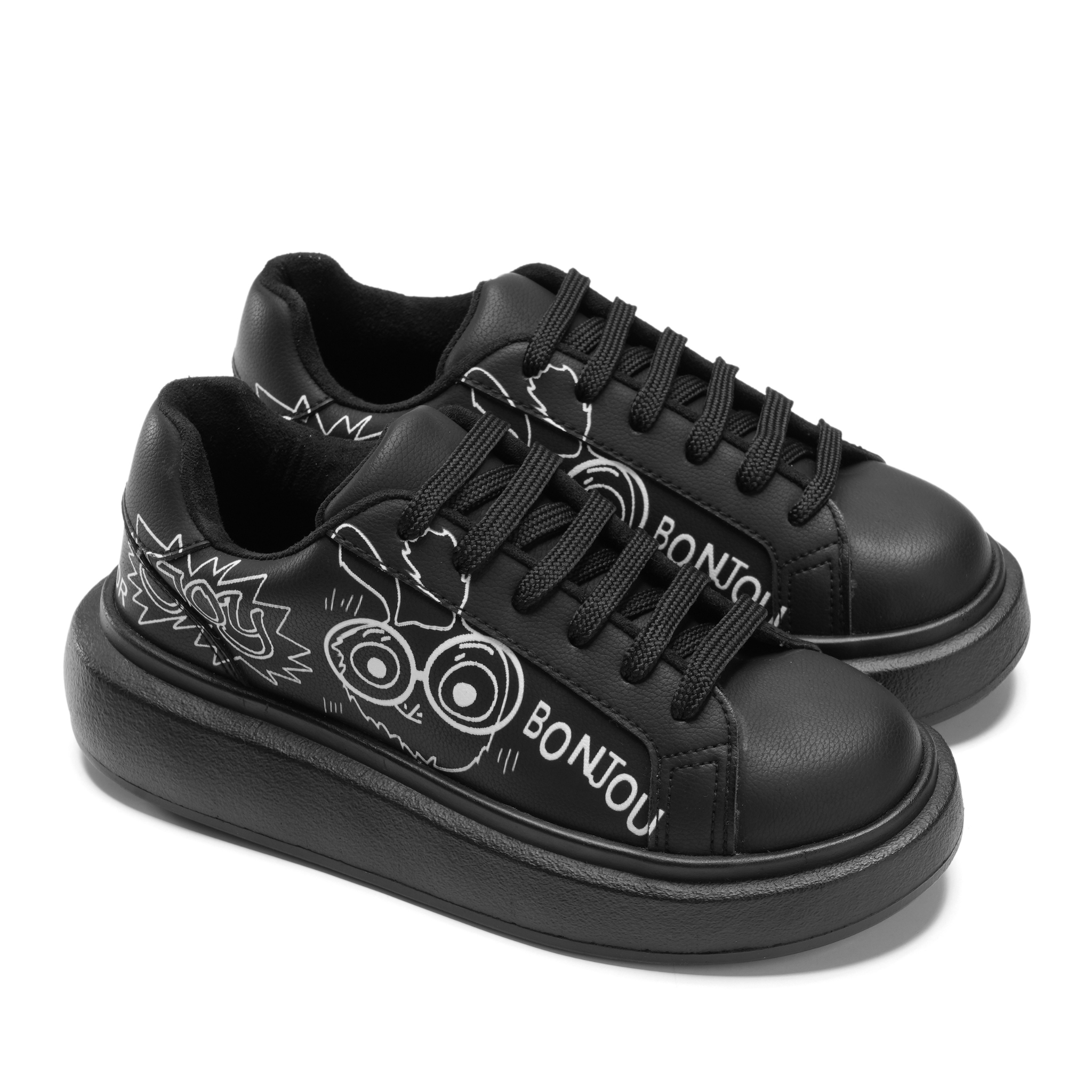 Bonjour Graffiti Sneakers – Bold Street Style - Black