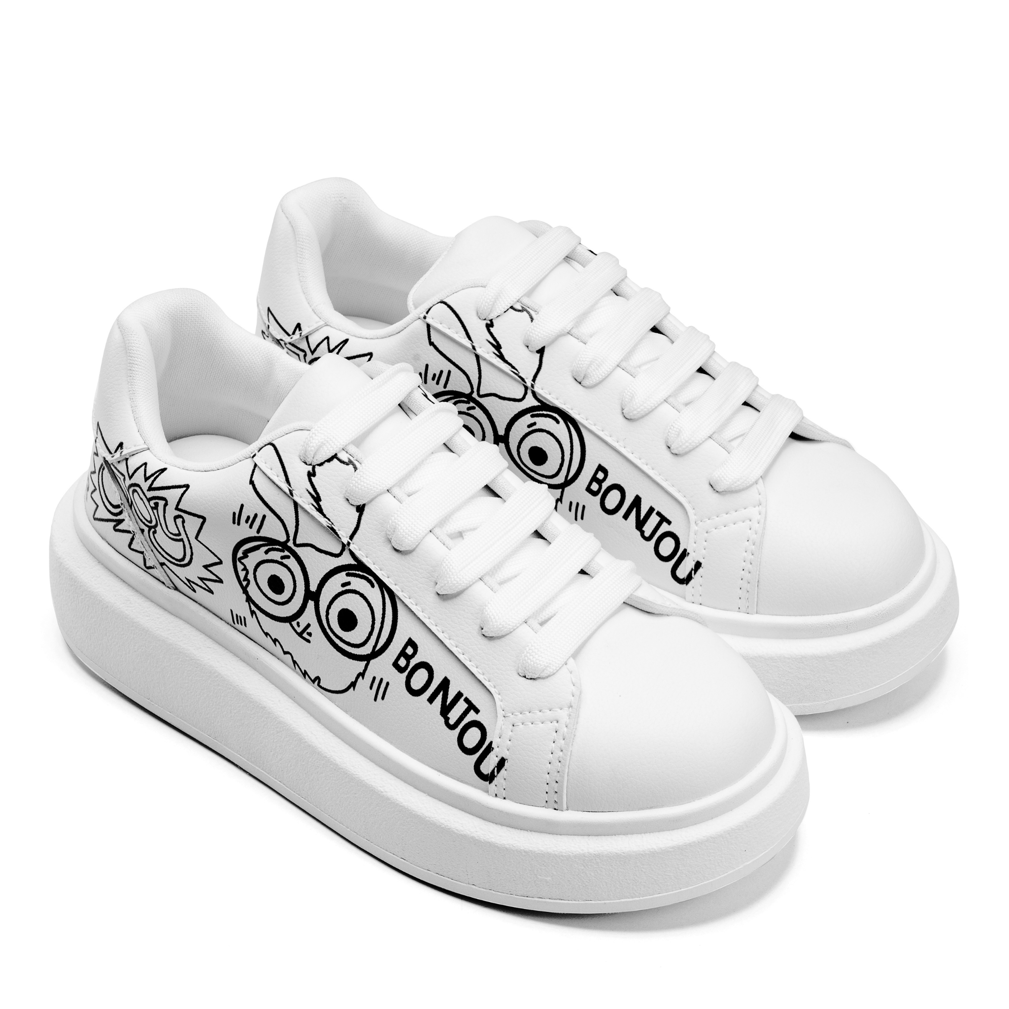 Bonjour Graffiti Sneakers – Bold Street Style - White