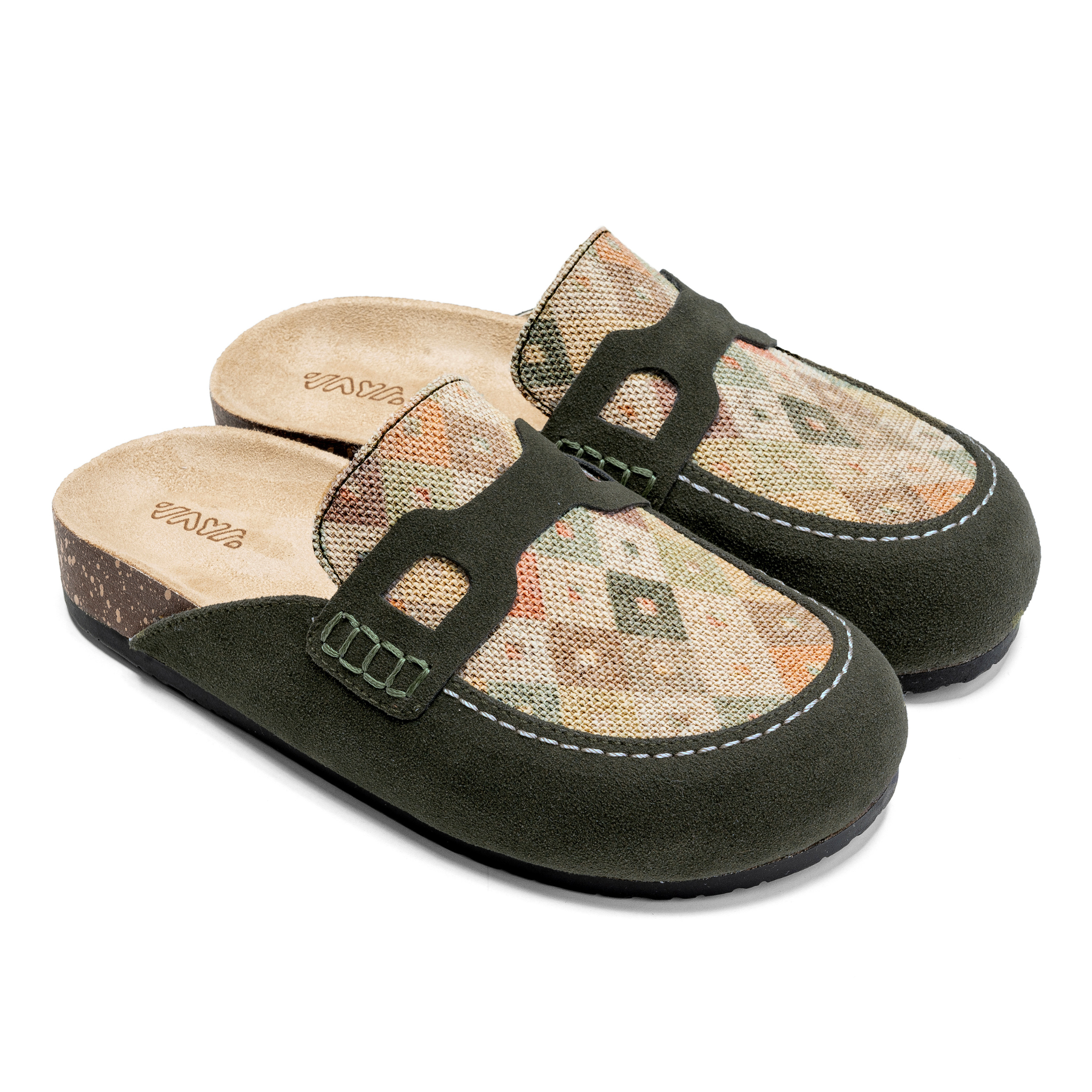 Forest Green Heritage Clogs – Rustic Style with Aztec Accents