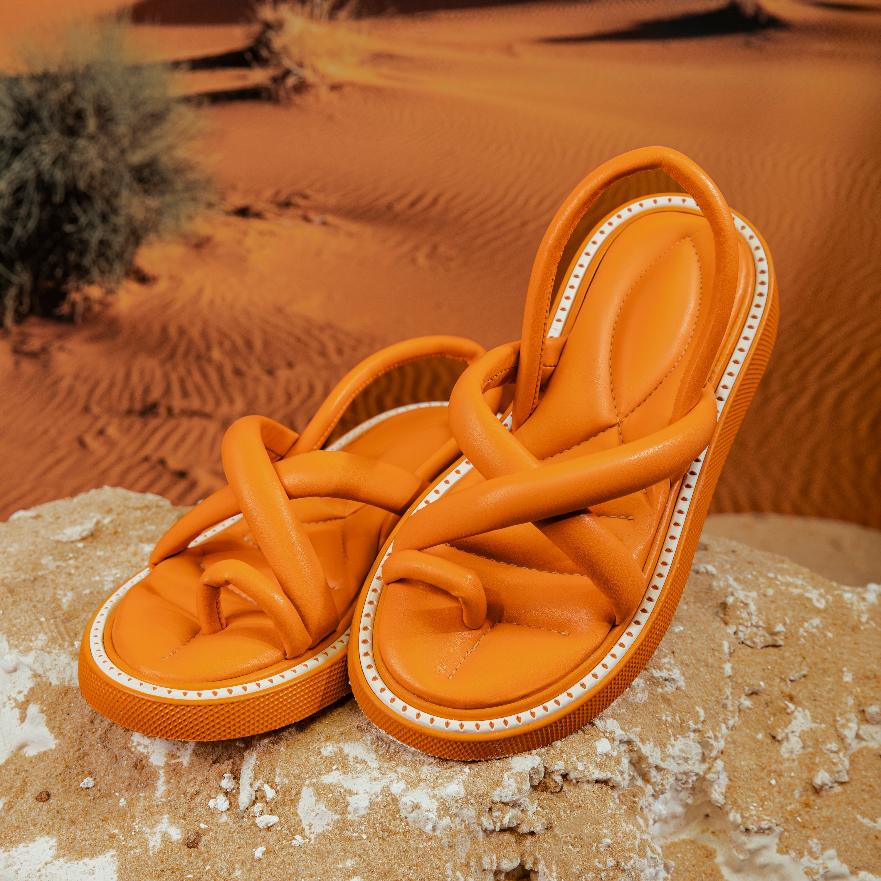 Padded Strappy Sandals - Orange