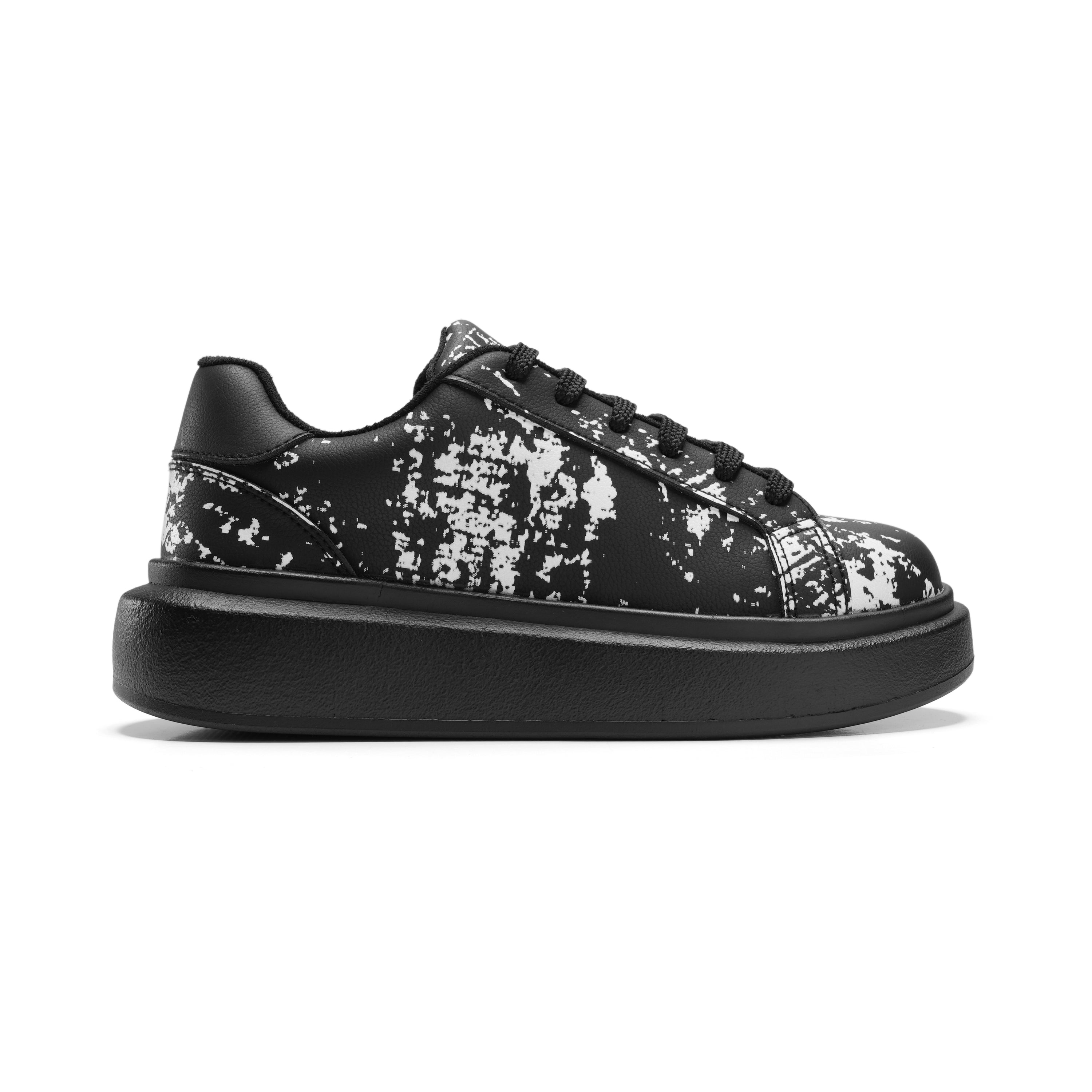 Monochrome Splash Sneakers - Black