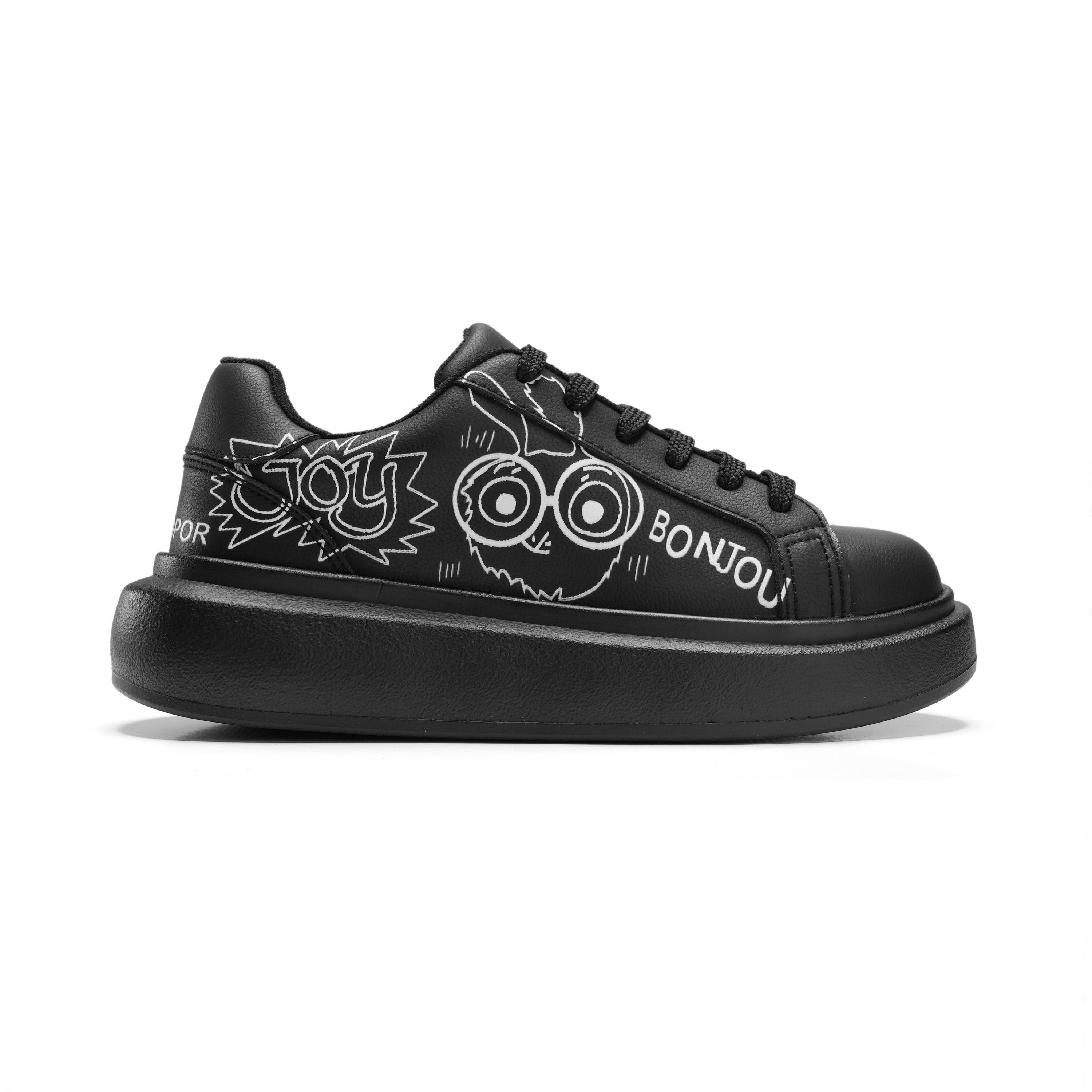 Bonjour Graffiti Sneakers – Bold Street Style - Black