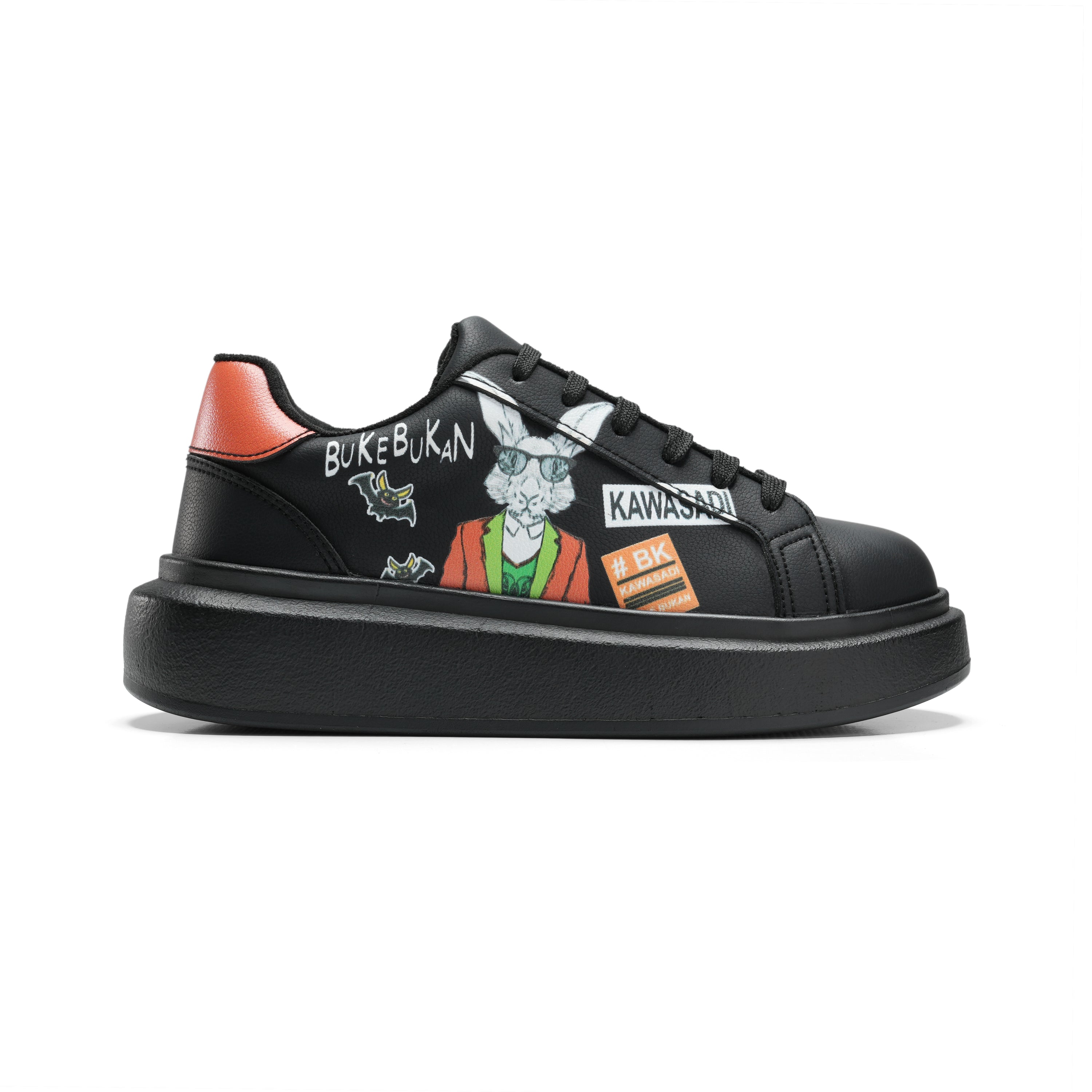 Bold Street Style Sneakers with Unique Graphic Design and Modern Flair - Black