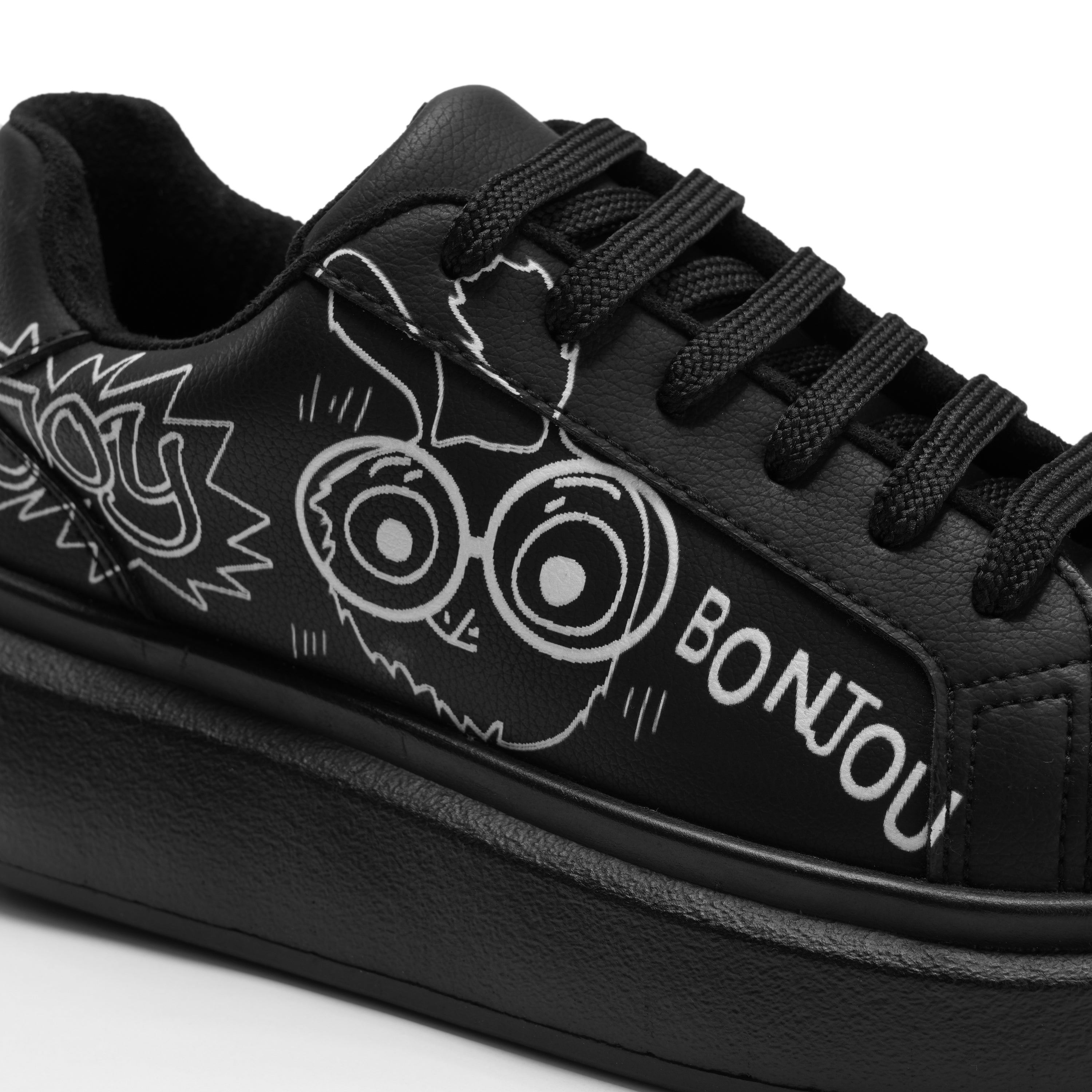 Bonjour Graffiti Sneakers – Bold Street Style - Black