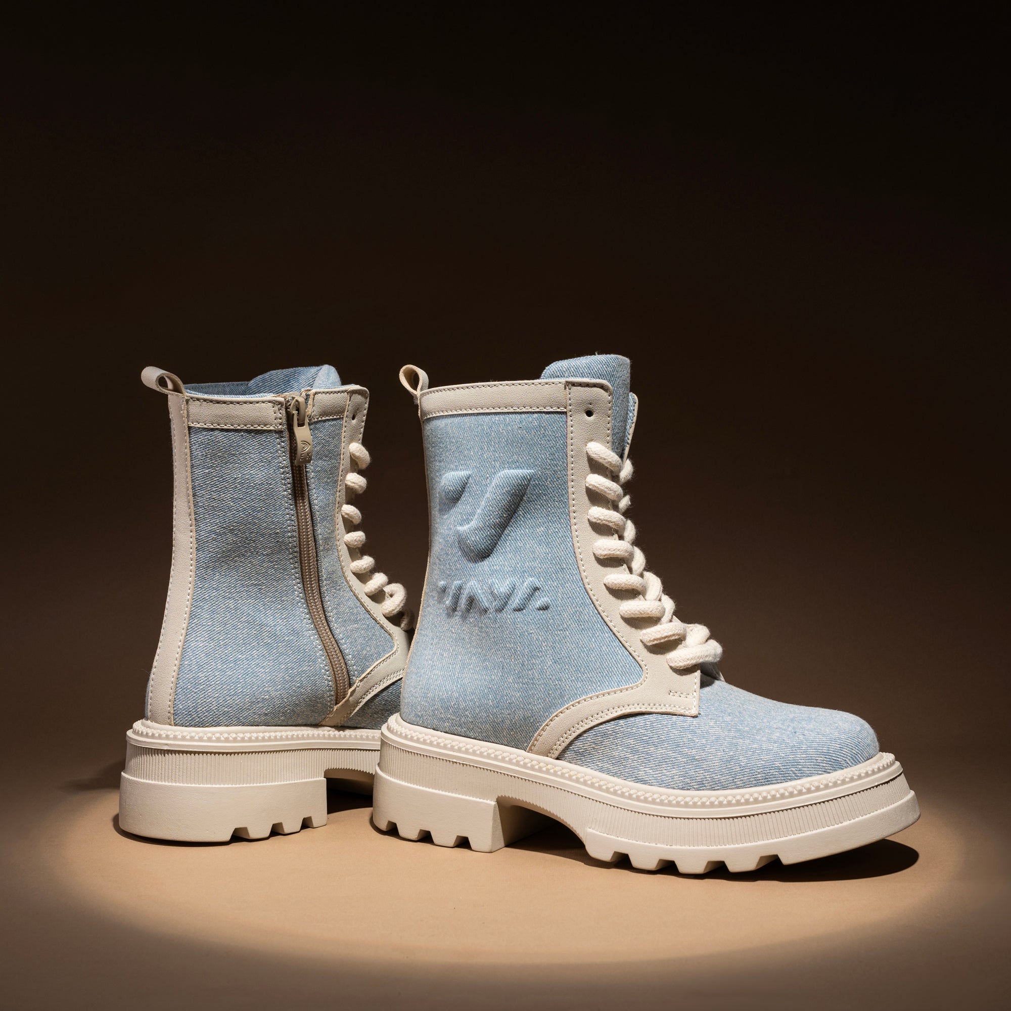 VAYA Edition Denim Like Lace Up Boots - Blue