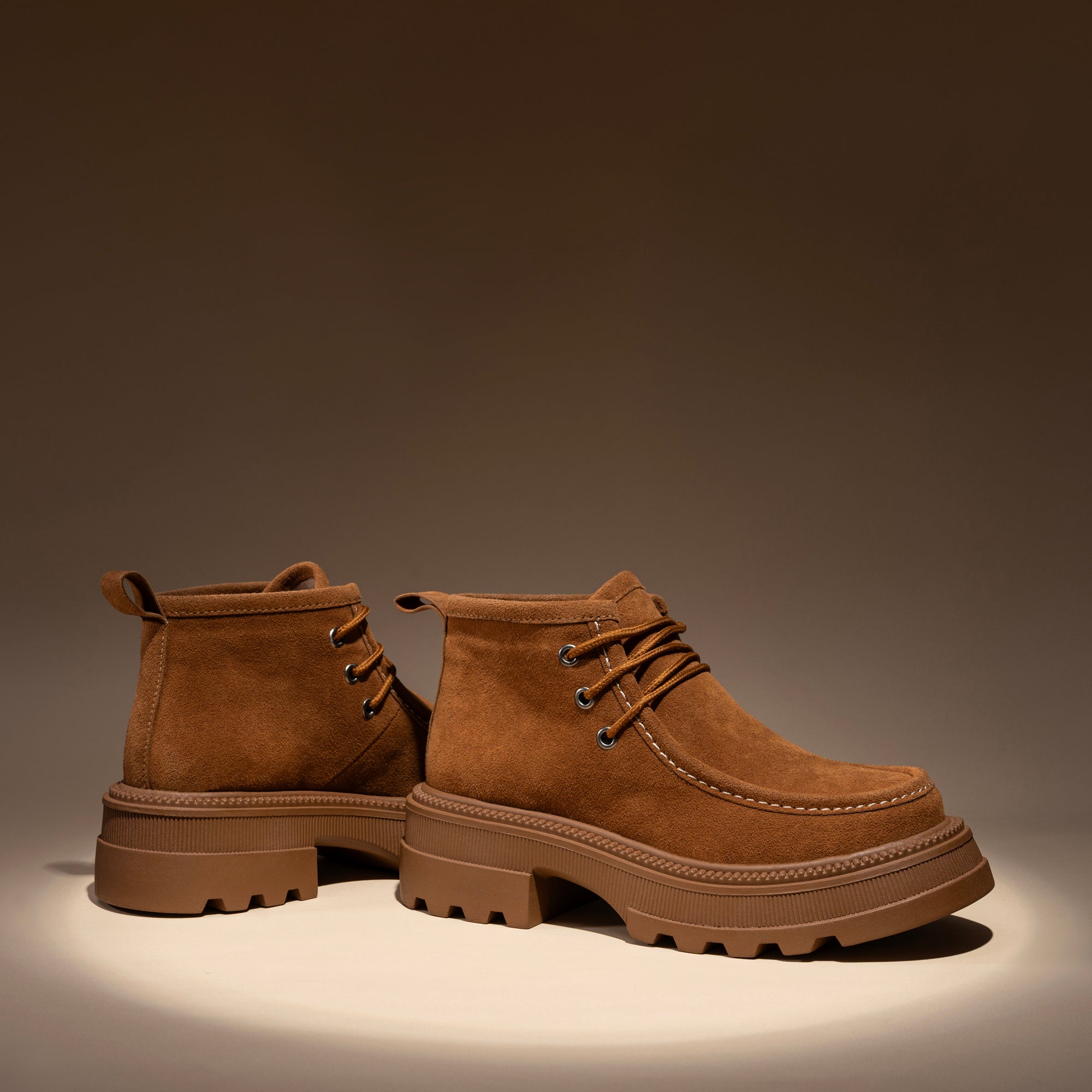 Moc Toe Design Hooked Laces Boots - Havana