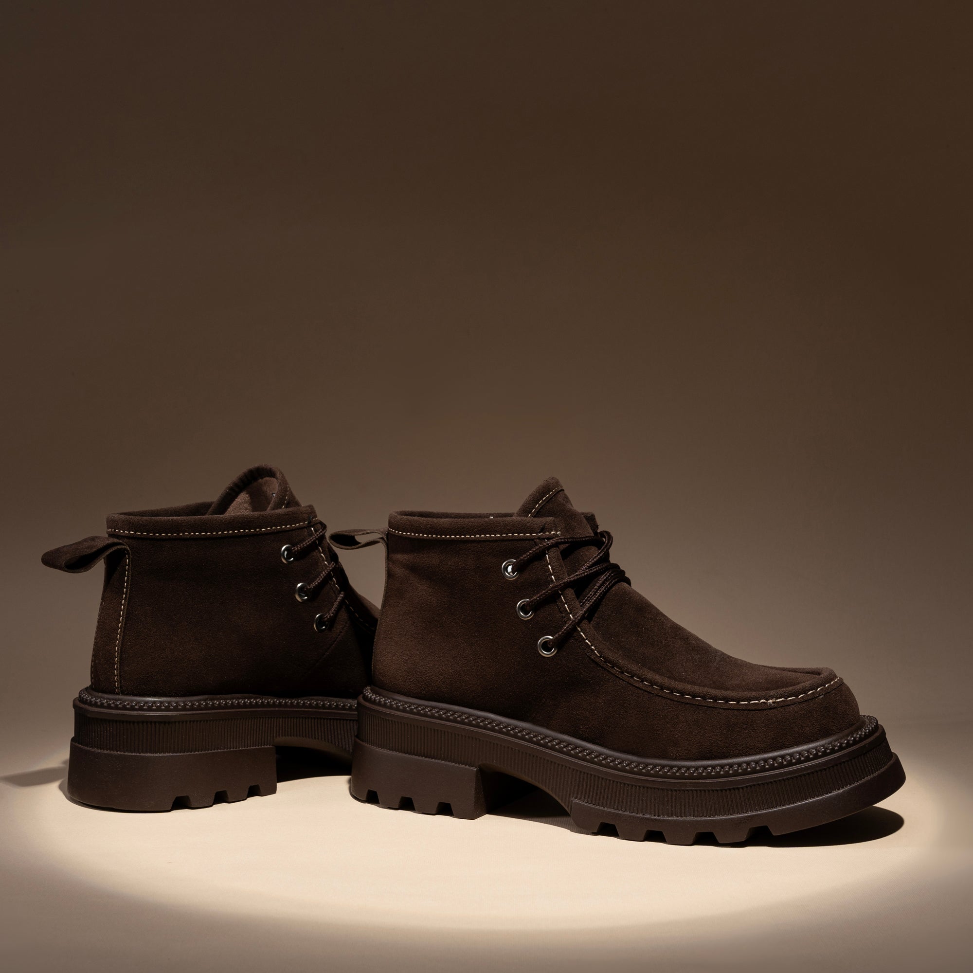 Moc Toe Design Hooked Laces Boots - Brown