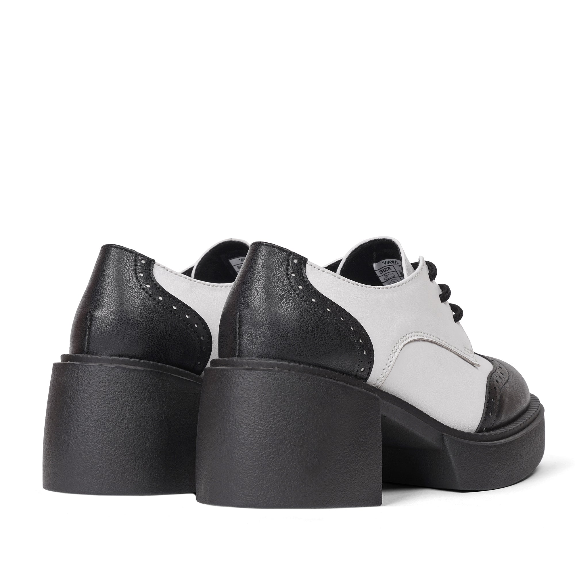 Brouge Two-Tone Derby Shoes with Platform Sole - B/W