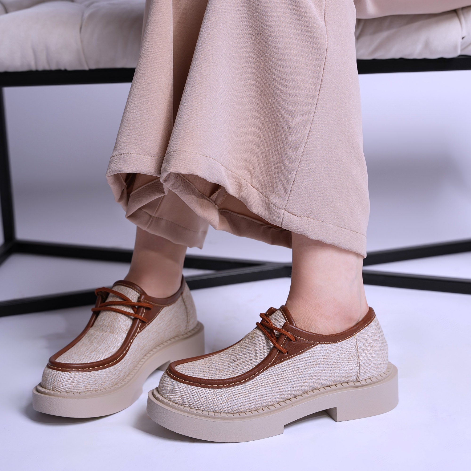 Classic Plain Platform Loafers - Camel