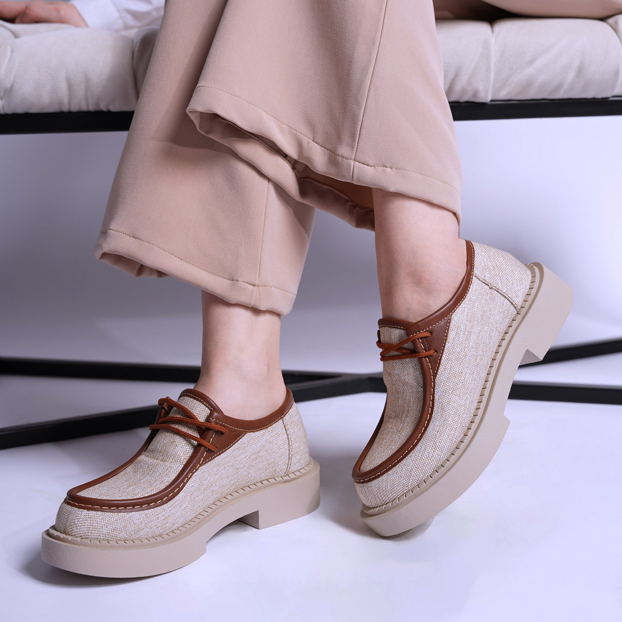 Classic Plain Platform Loafers - Camel