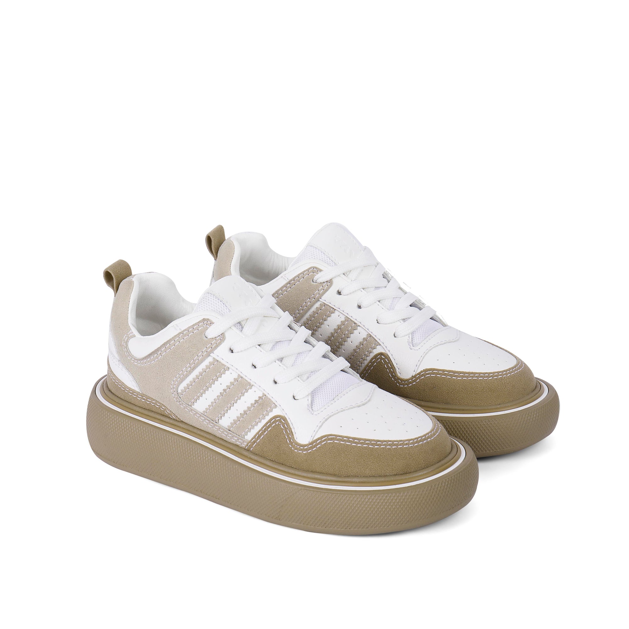 Low-Top Cushioned Sneakers - Beige