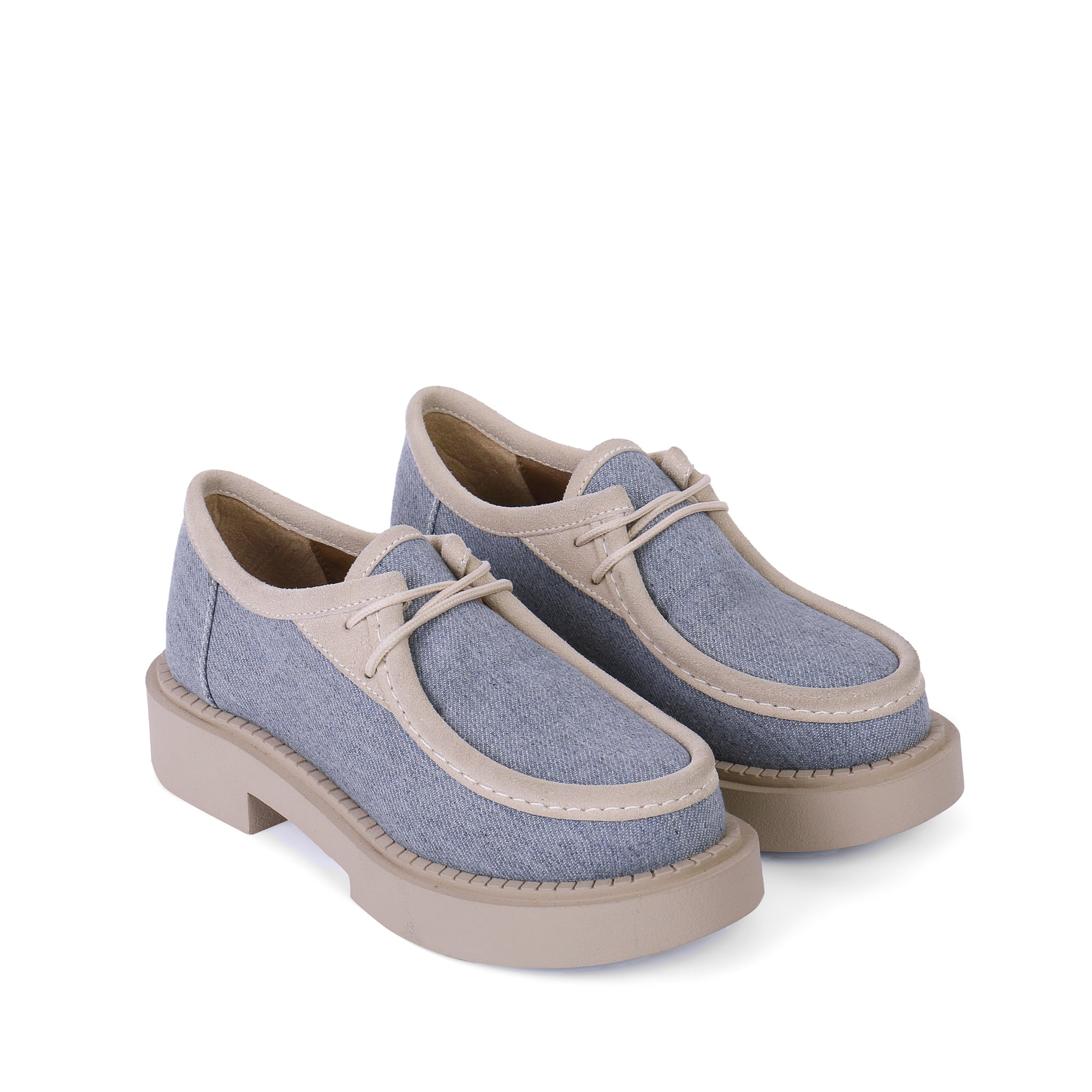 Classic Plain Platform Loafers - Baby Blue