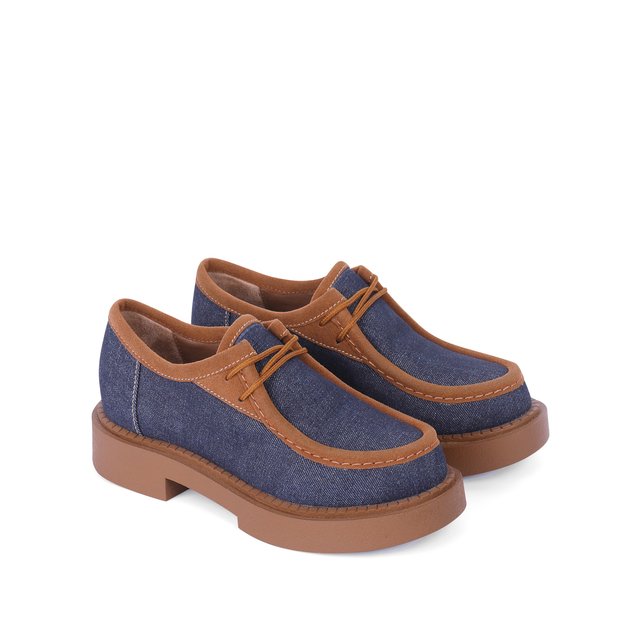 Classic Plain Platform Loafers - Denim