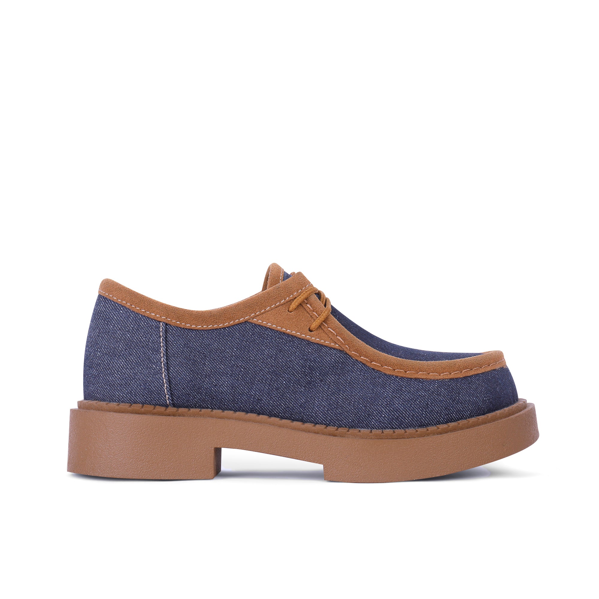 Classic Plain Platform Loafers - Denim